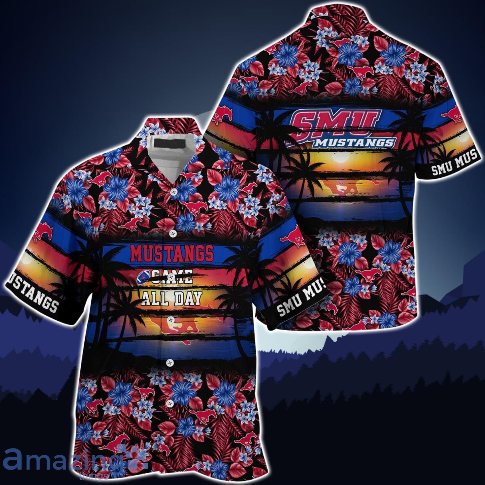 SMU Mustangs Came All Day Flower Hawaiian Shirt Product Photo 1