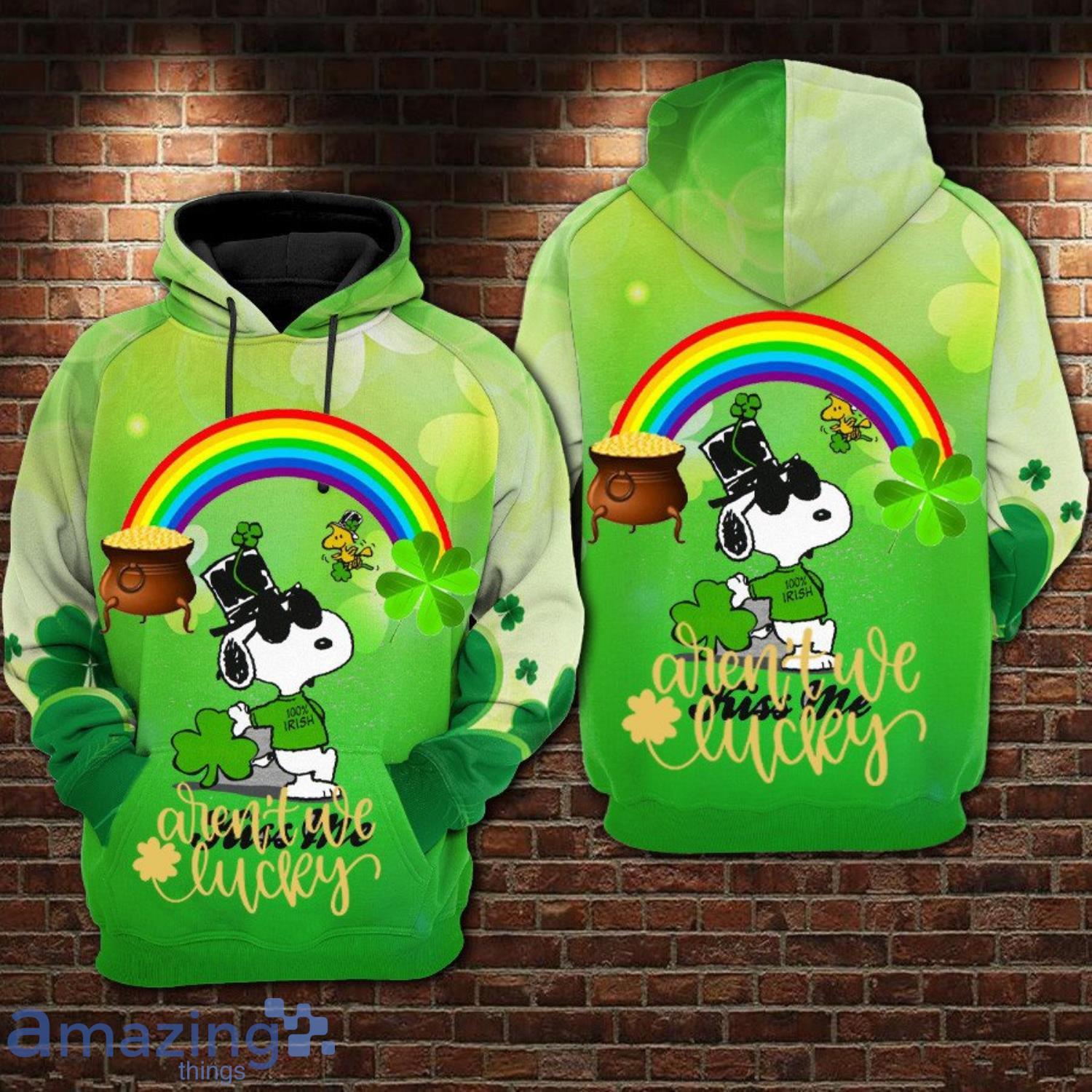 Snoopy Patrick’S Day Rainbow Hoodie Product Photo 1
