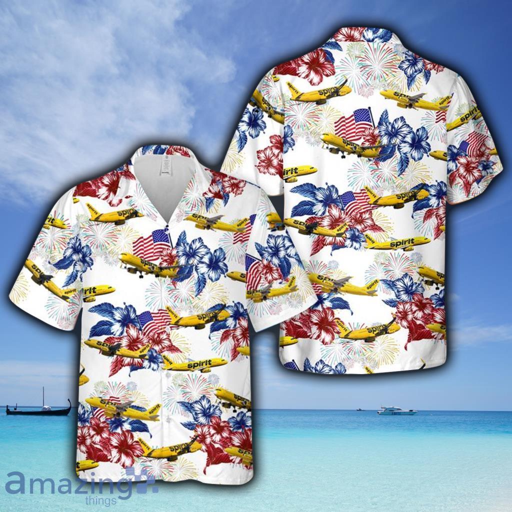 Spirit Airlines Airbus A319 4th Of July Hawaiian Shirt For Men And Women - Spirit Airlines Airbus A319 4th Of July Hawaiian Shirt For Men And Women