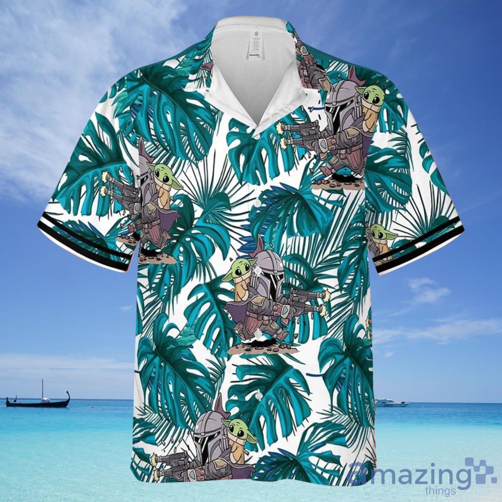 Star Wars Boba Fett and Baby Yoda Fighting Hawaiian Shirt For Men And Women - Star Wars Boba Fett and Baby Yoda Fighting Hawaiian Shirt For Men And Women
