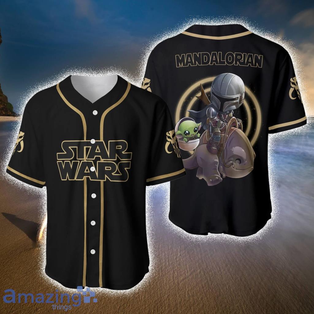 Star Wars Mandalorian Black Brown Disney Baseball Jerseys  For Men And Women - Star Wars Mandalorian Black Brown Disney Baseball Jerseys  For Men And Women
