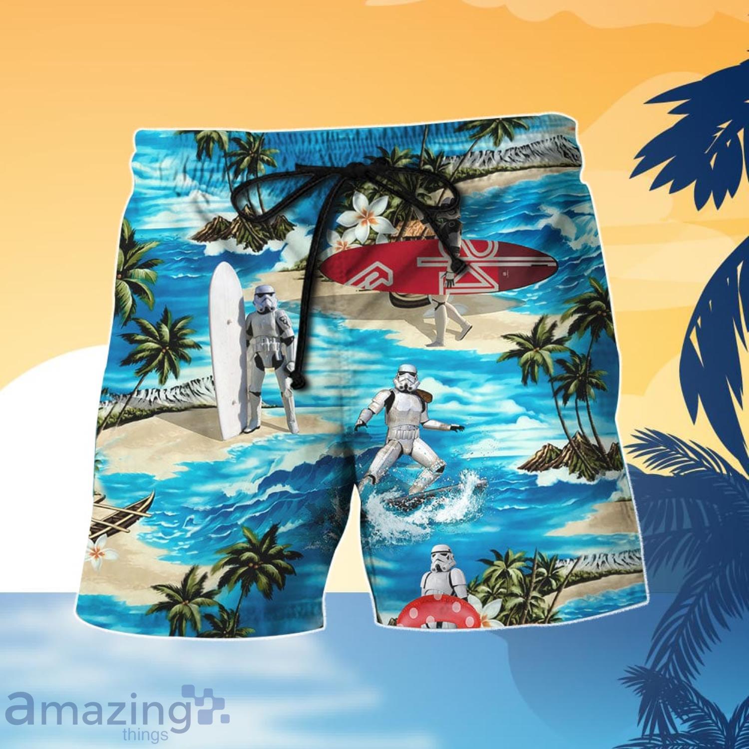 Star wars Stormtrooper Surfing Hawaiian Shirt And Short Gift For Summer image Star wars Stormtrooper Surfing Hawaiian Shirt And Short Gift For Summer Product Photo 3