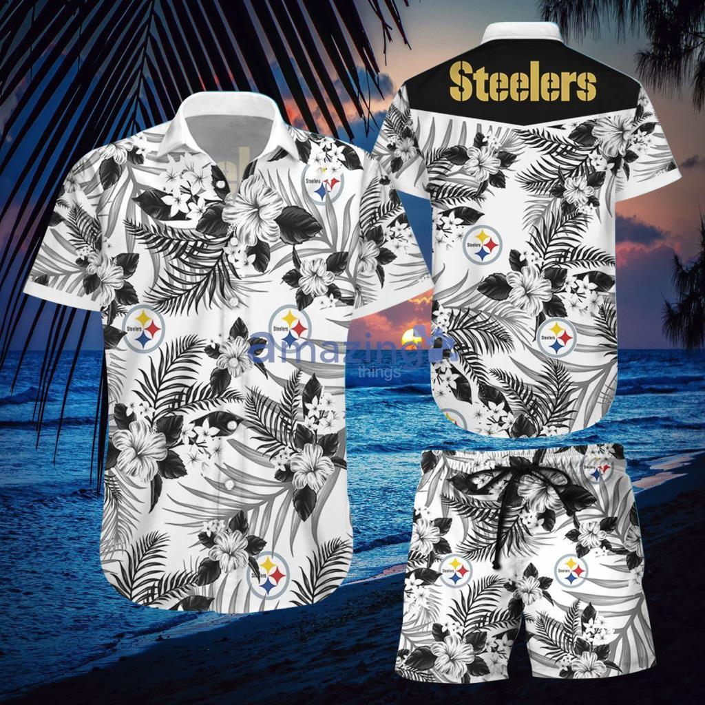 Pittsburgh Steelers Short Sleeve Button Up Tropical Aloha Hawaiian