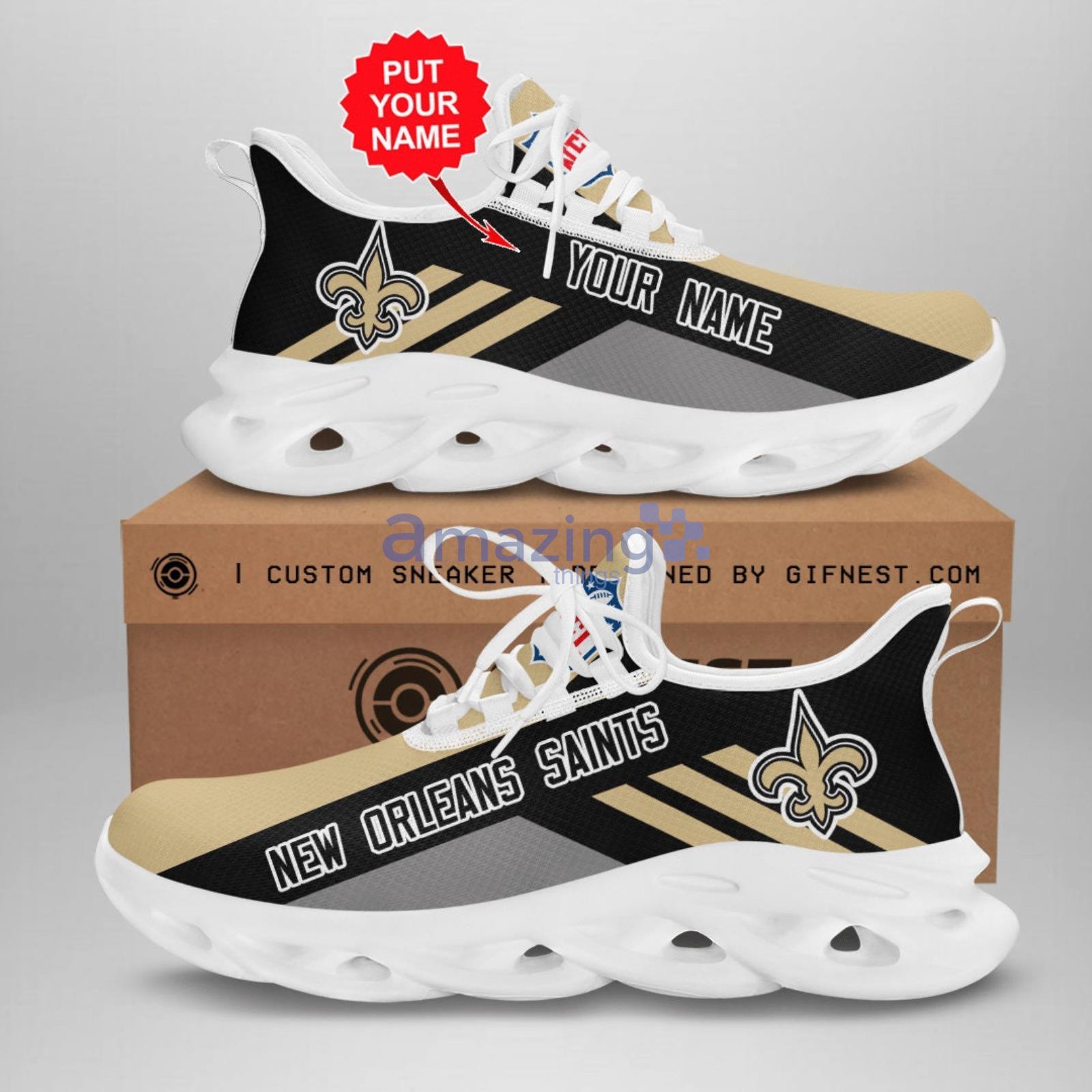 Striped Style New Orleans Saints Max Soul Shoes Custom Name Product Photo 1