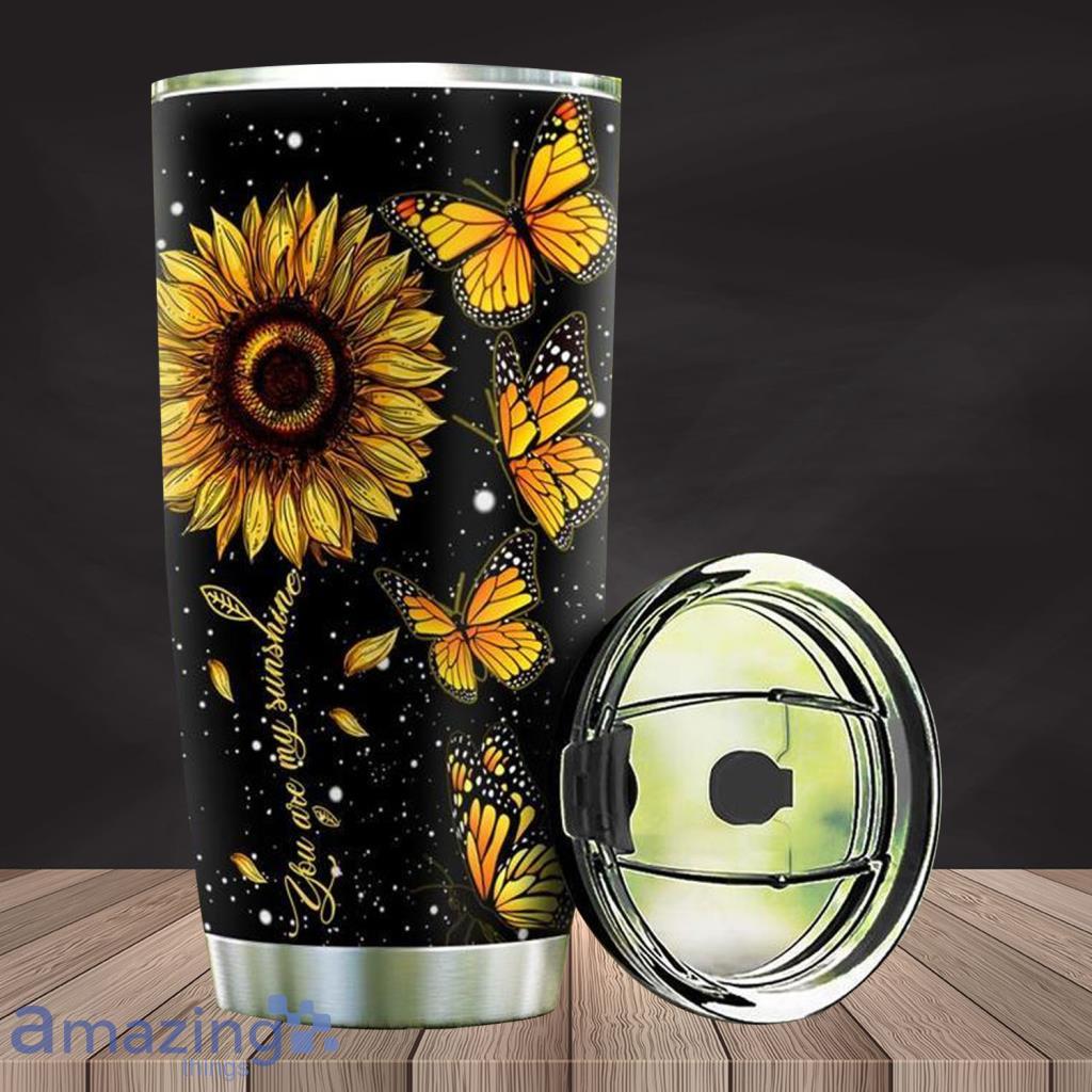 Sunflower Butterfly Stainless Steel Tumbler - Sunflower Butterfly Stainless Steel Tumbler