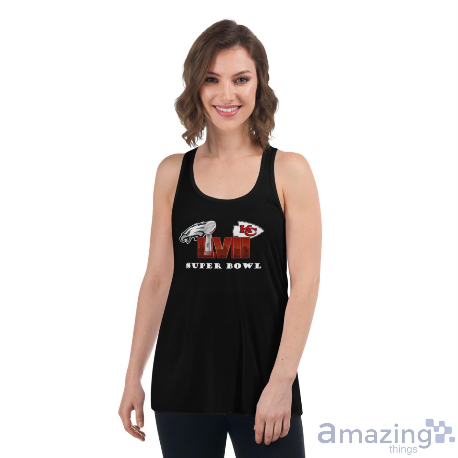 Super Bowl Games 2023 Kansas City And Eagles Football T Shirt image Super Bowl Games 2023 Kansas City And Eagles Football T-Shirt - Womens Flowy Racerback Tank