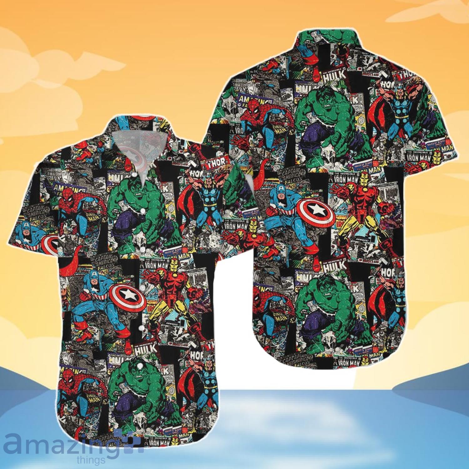 Super Heros Marvel Hawaiian Shirt And Short For Fans