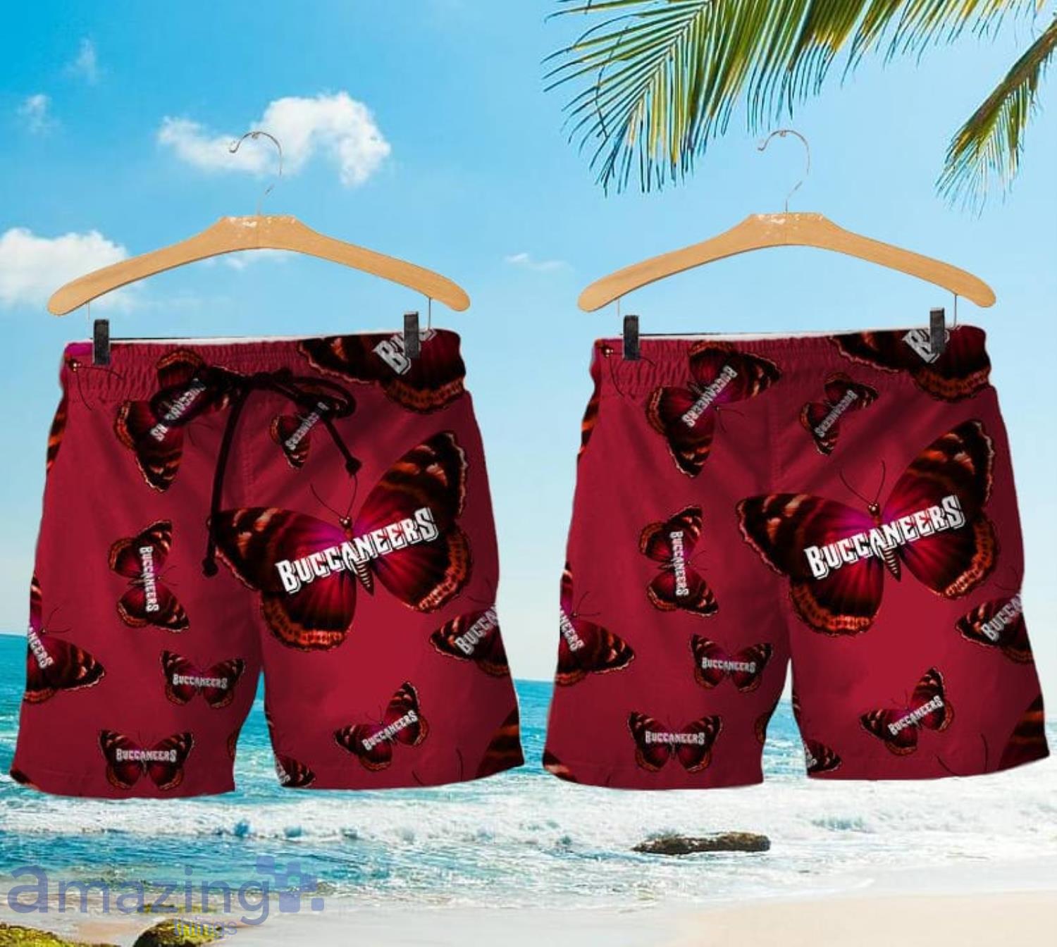 Tampa Bay Buccaneers Butterflies Hawaiian Shirt And Short image Tampa Bay Buccaneers Butterflies Hawaiian Shirt And Short Product Photo 2