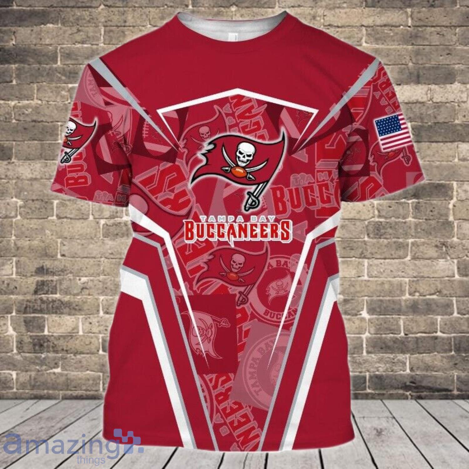 Tampa Bay Buccaneers Logo American Flag 3D T-Shirts Product Photo 1 Tampa Bay Buccaneers Logo American Flag 3D T-Shirts Product Photo 1