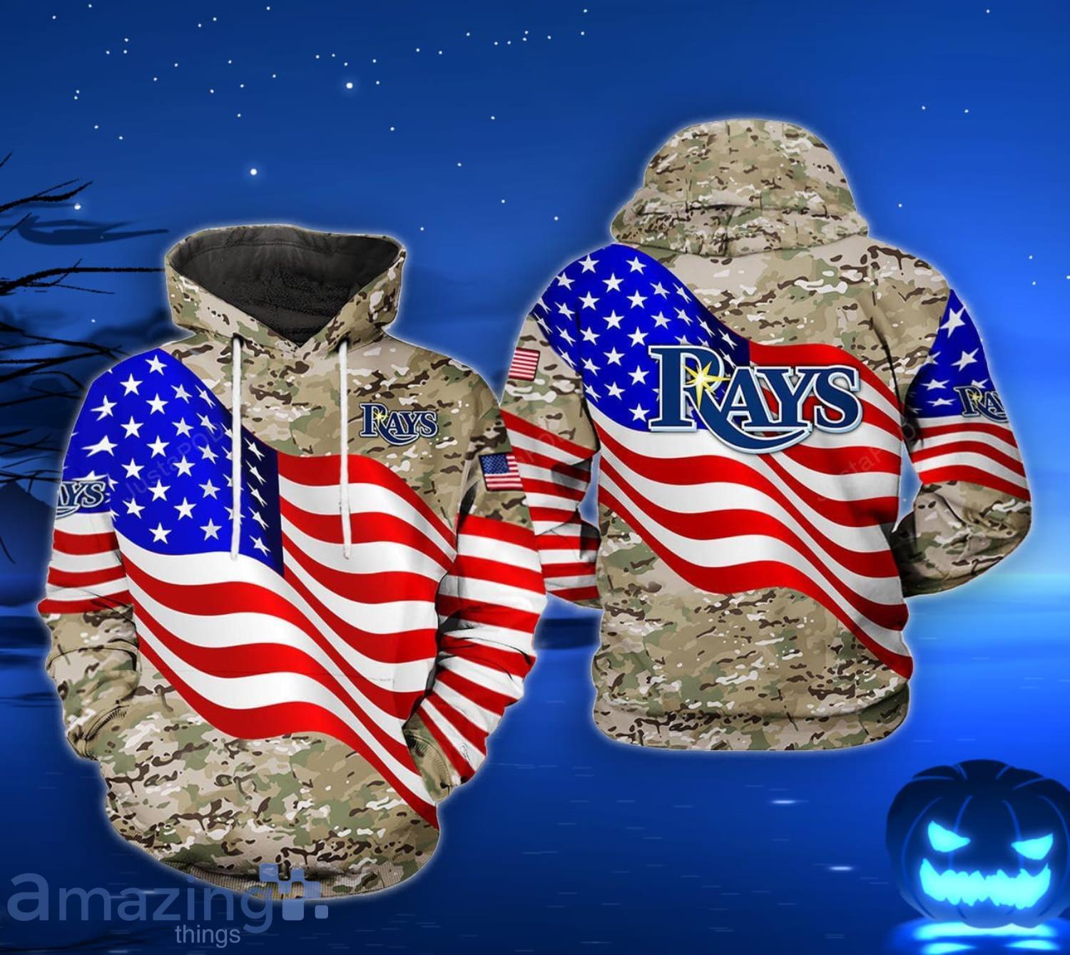 Tampa Bay Rays MLB US FLag Camo Veteran 3D Hoodie For Men And Women Product Photo 1