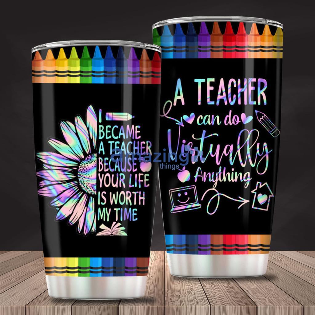 Teacher Rainbow 20 oz insulated tumbler with lid and straw