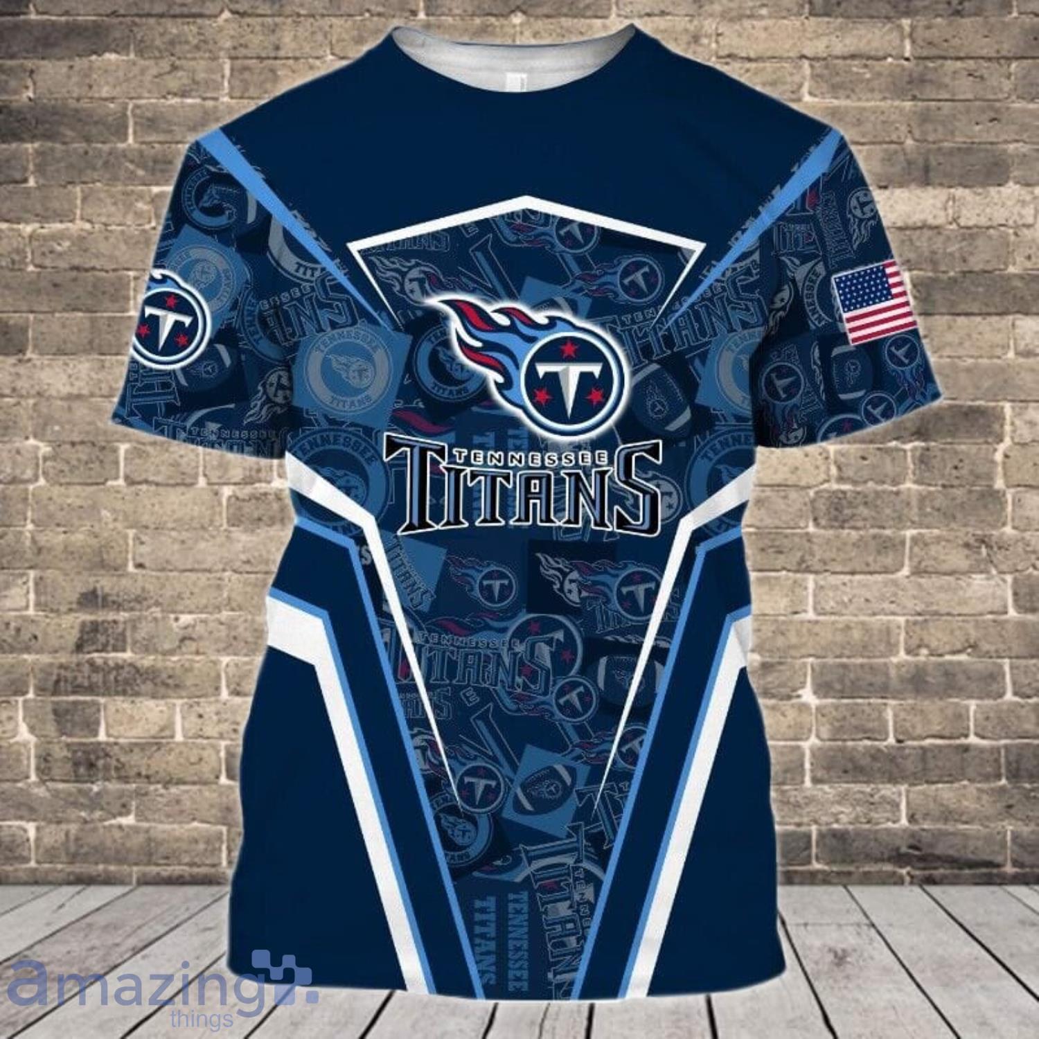 Tennessee Titans Logo American Flag 3D T-Shirts