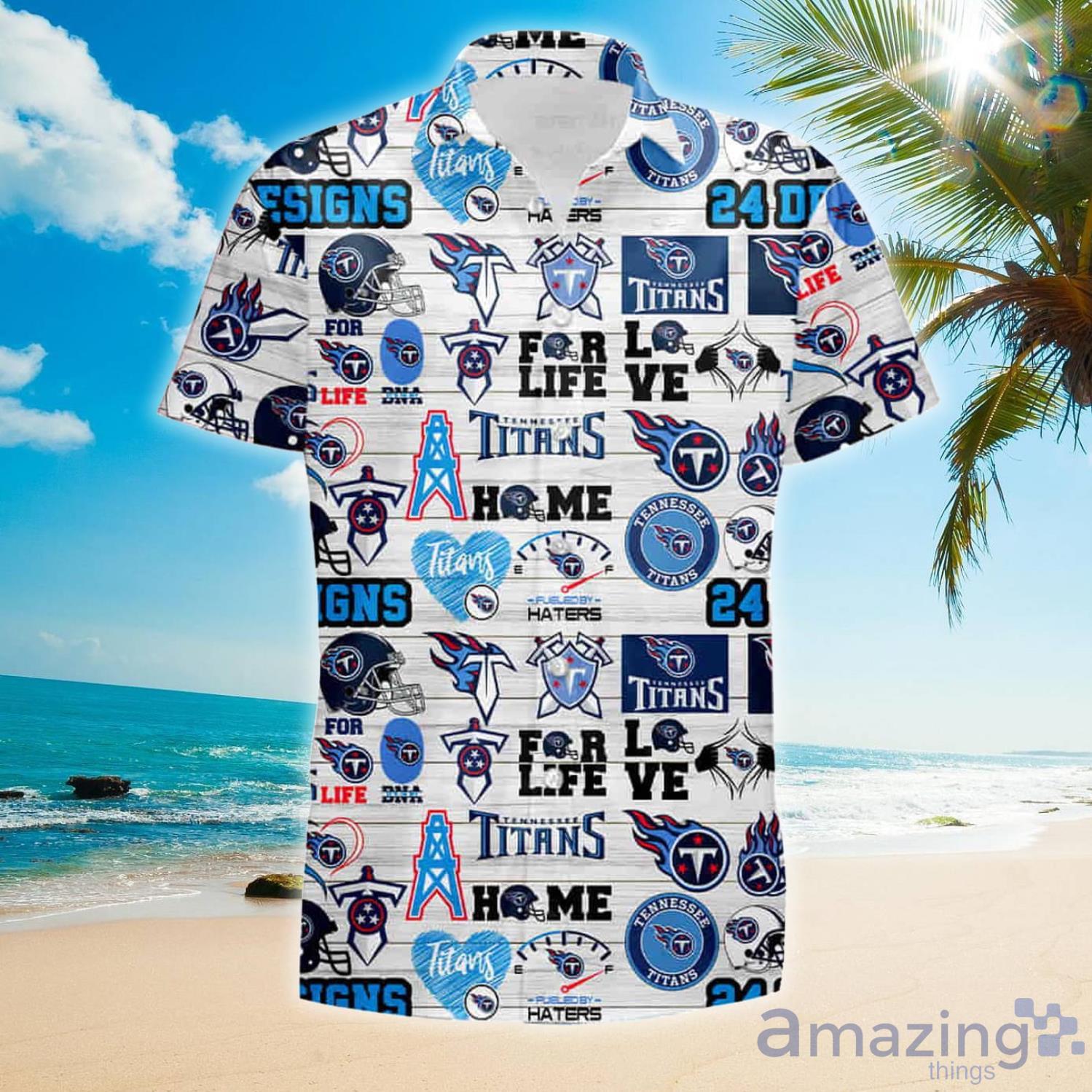 Tennessee Titans NFL And Palm Trees Hawaii Style 3D T-Shirt