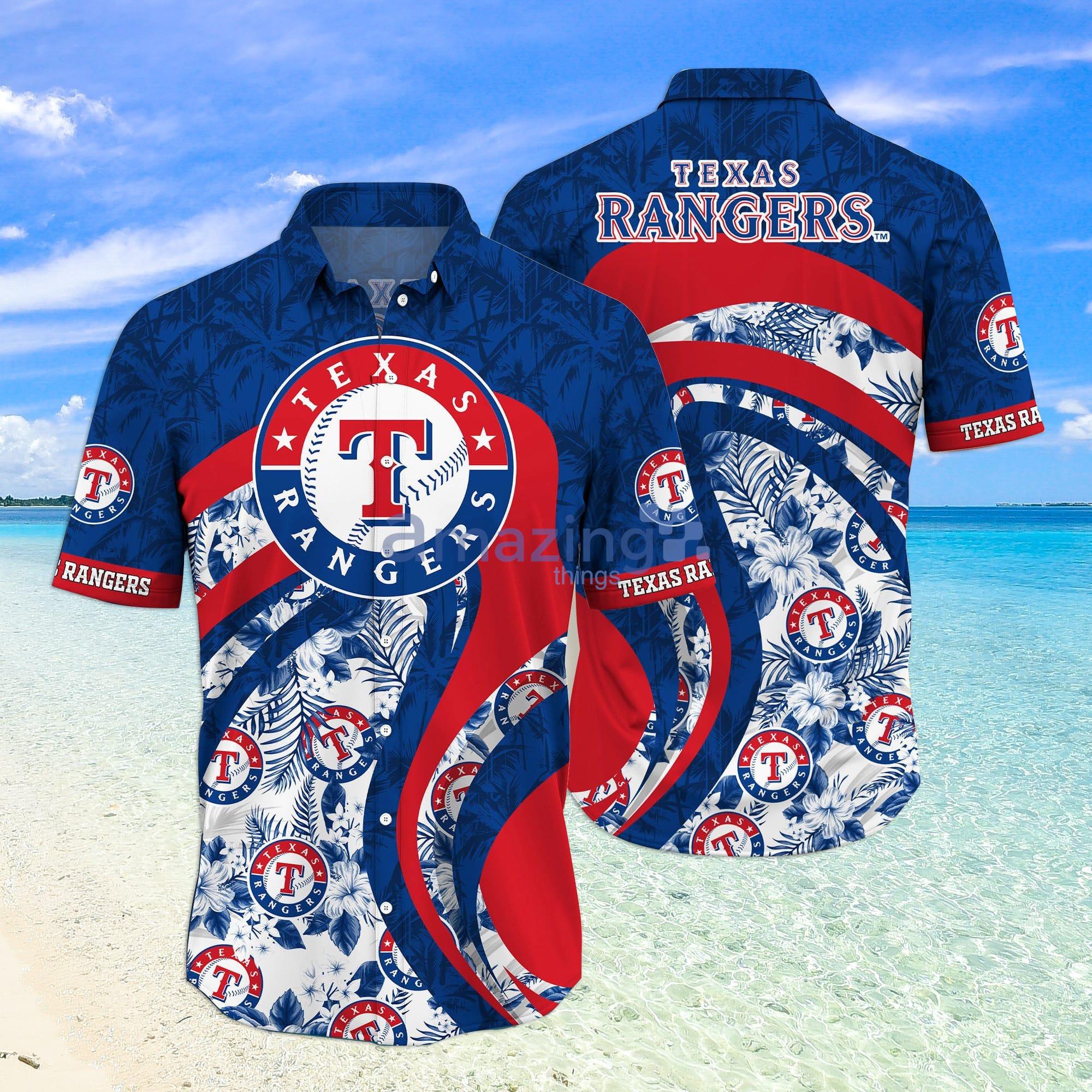 Texas Rangers MLB Tropical Flower Pattern Hawaiian Shirt Product Photo 1