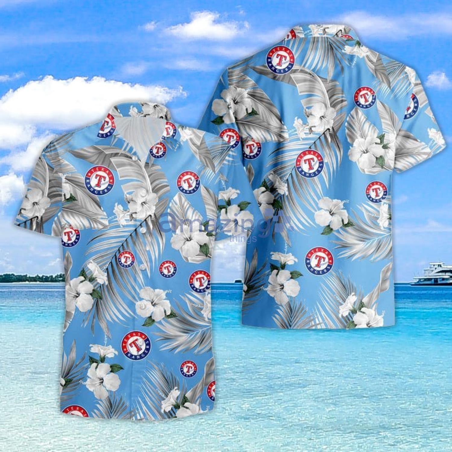 Texas Rangers Tropical Flowers For Fans Hawaiian Shirt and Short image Texas Rangers Tropical Flowers For Fans Hawaiian Shirt and Short Product Photo 3