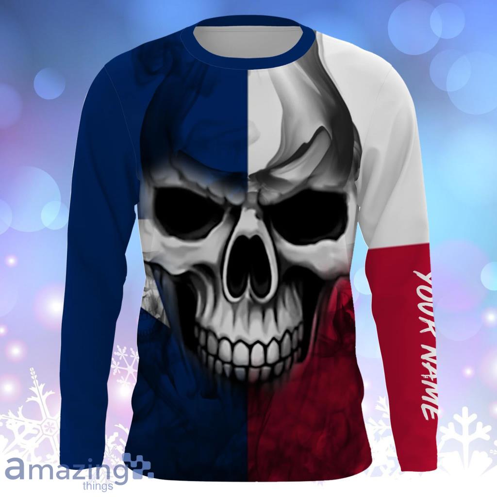 Texas State Flag Skull 3D Custom Longsleeve 3D For Men And Women - Texas State Flag Skull 3D Custom Longsleeve 3D For Men And Women
