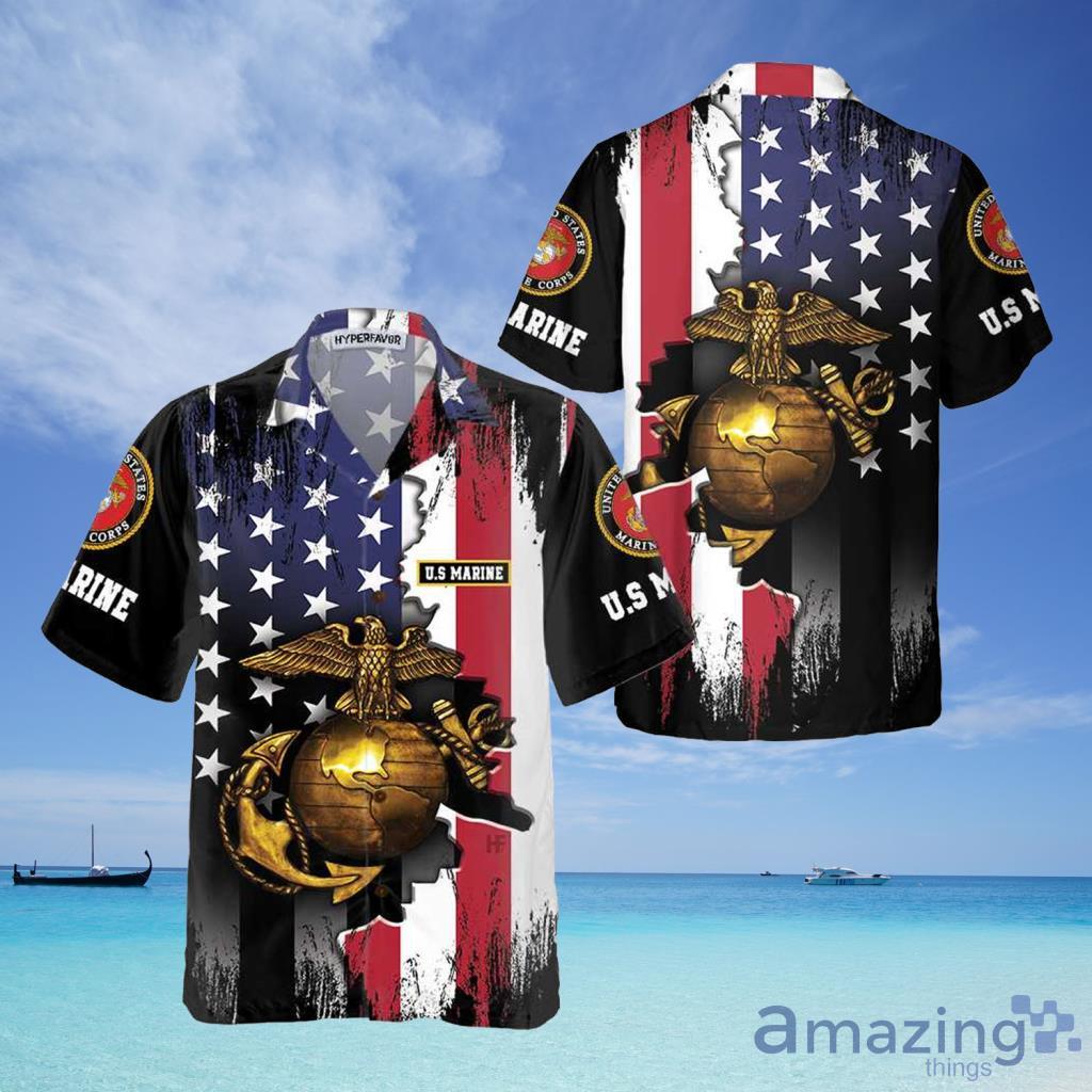 The Golden Eagle US Marine Corps Hawaiian Shirt For Men And Women