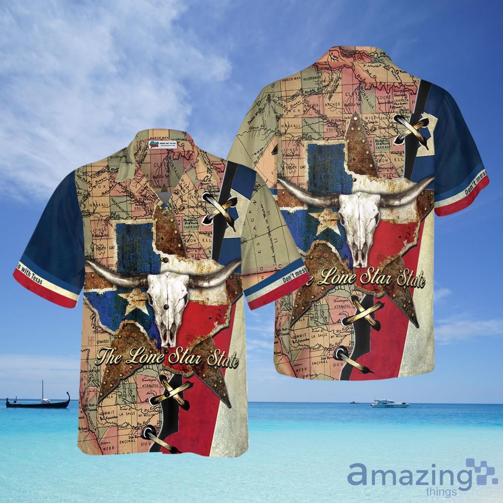 The Lone Star State Map Pattern Texas Longhorns Hawaiian Shirt For Men And Women - The Lone Star State Map Pattern Texas Longhorns Hawaiian Shirt For Men And Women