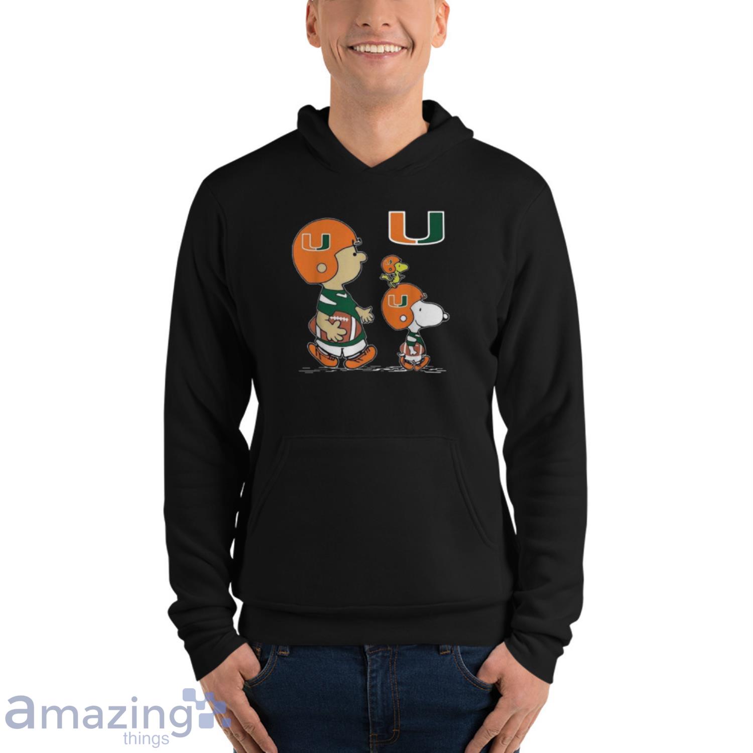 The Peanuts Charlie Brown And Snoopy Woodstock Miami Hurricanes Football Shirt image The Peanuts Charlie Brown And Snoopy Woodstock Miami Hurricanes Football Shirt - Unisex Fleece Pullover Hoodie
