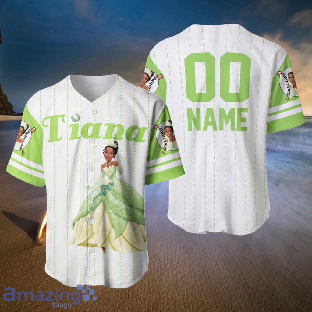 Tiana Princess White Lime Green Disney Custom Baseball Jerseys  For Men And Women - Tiana Princess White Lime Green Disney Custom Baseball Jerseys  For Men And Women