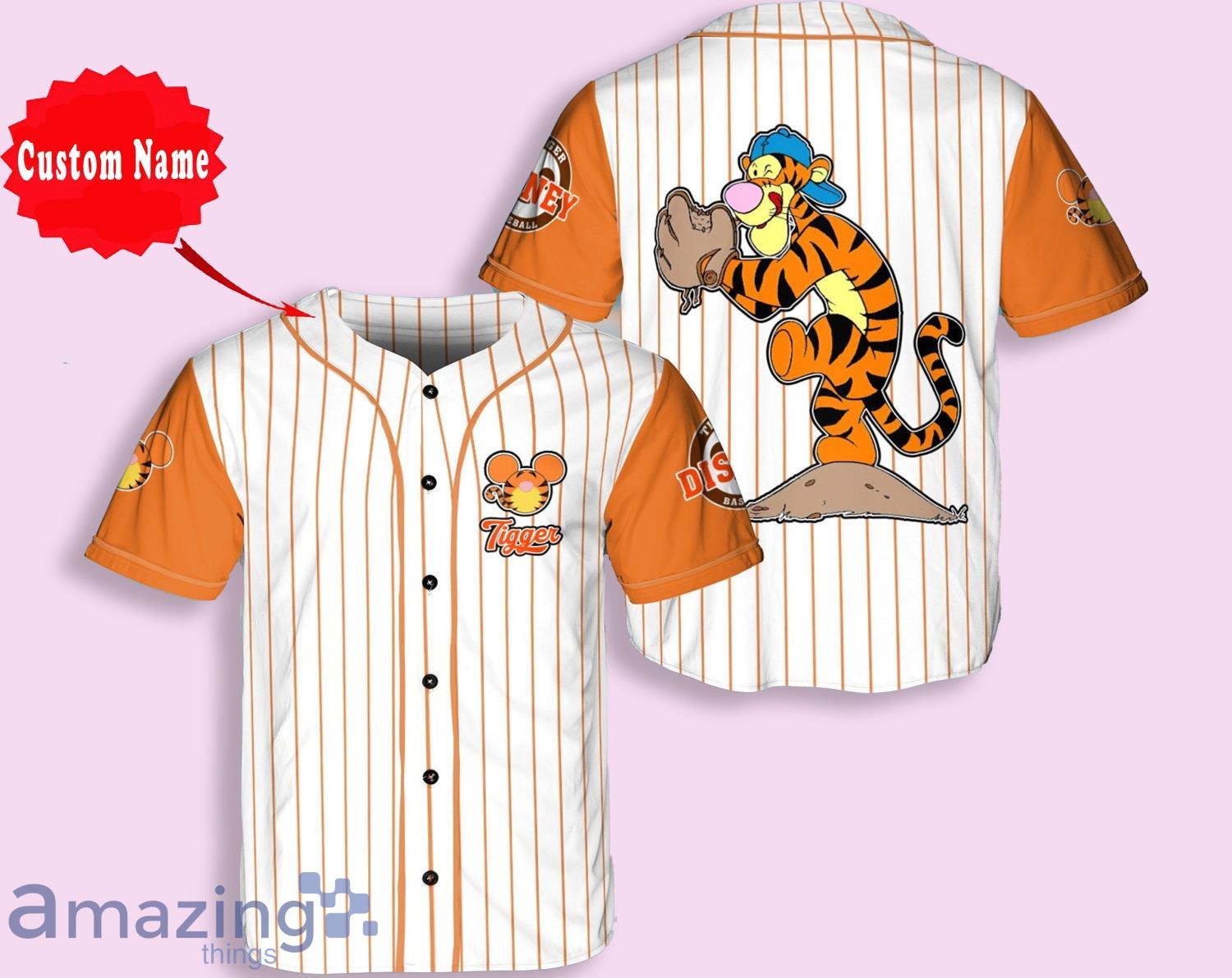 AVAILABLE Cartoon Character Tigger Color Baseball Tee Jersey Shirt Black  All Over Printed 3D Unisex Men