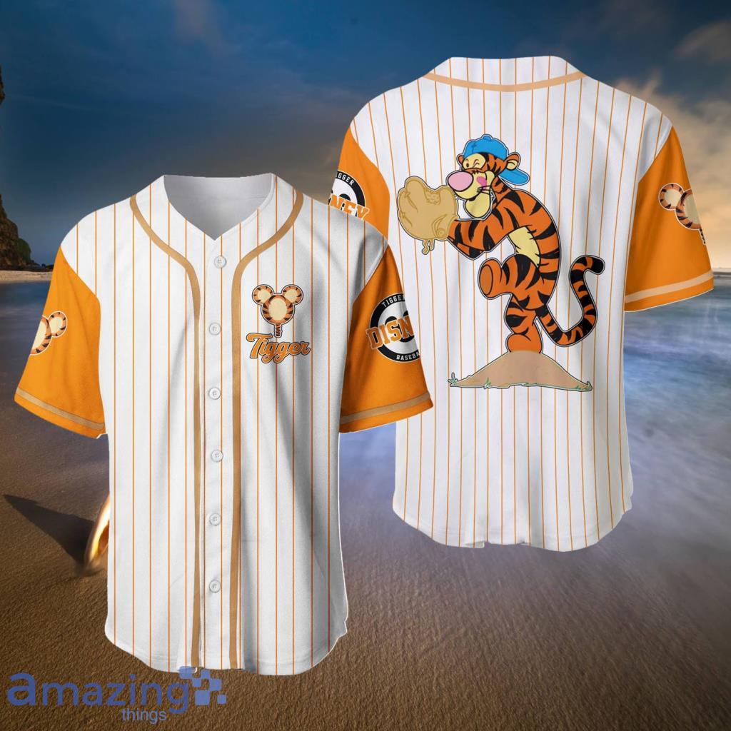 Tigger White Orange Vintage Stripes Disney Baseball Jerseys  For Men And Women - Tigger White Orange Vintage Stripes Disney Baseball Jerseys  For Men And Women