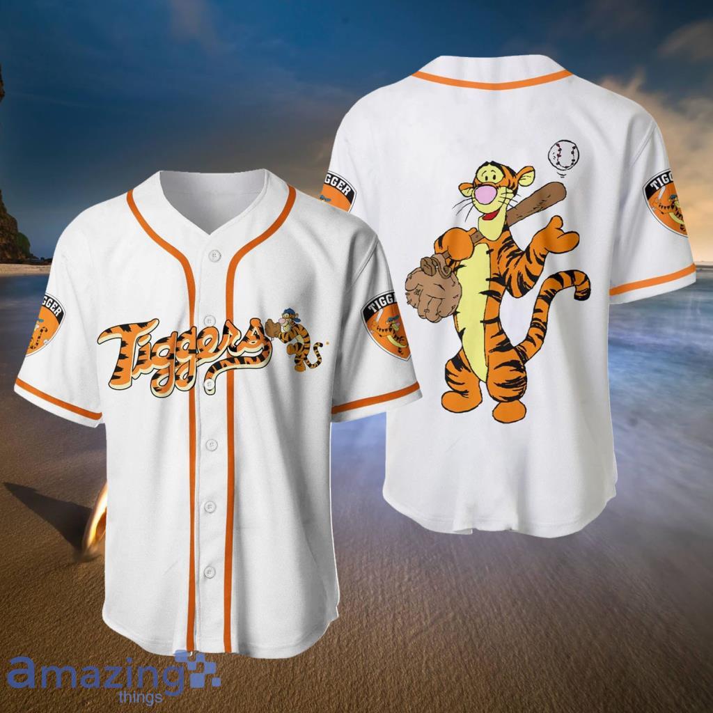 Tigger Winnie Pooh White Orange Disney Cartoon Baseball Jersey