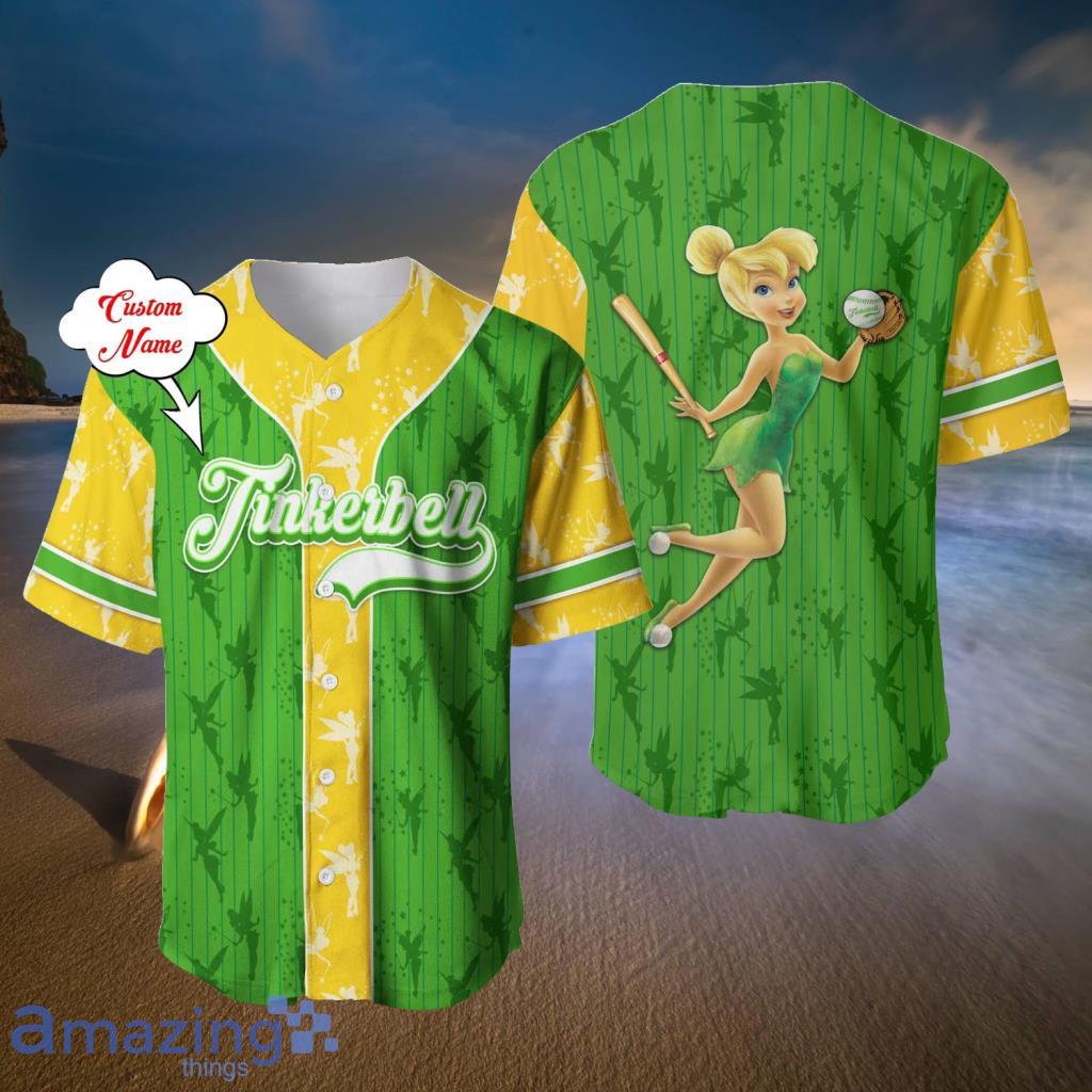 Personalized Tinker Bell Dark Green Yellow Baseball Jersey - T-shirts Low  Price