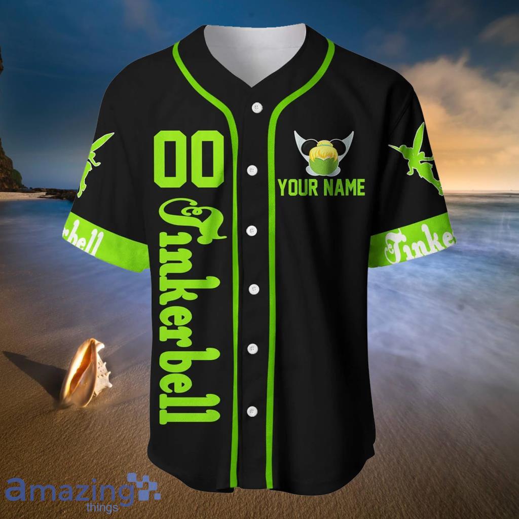Tinker Bell Green Black Disney Custom Baseball Jerseys  For Men And Women - Tinker Bell Green Black Disney Custom Baseball Jerseys  For Men And Women