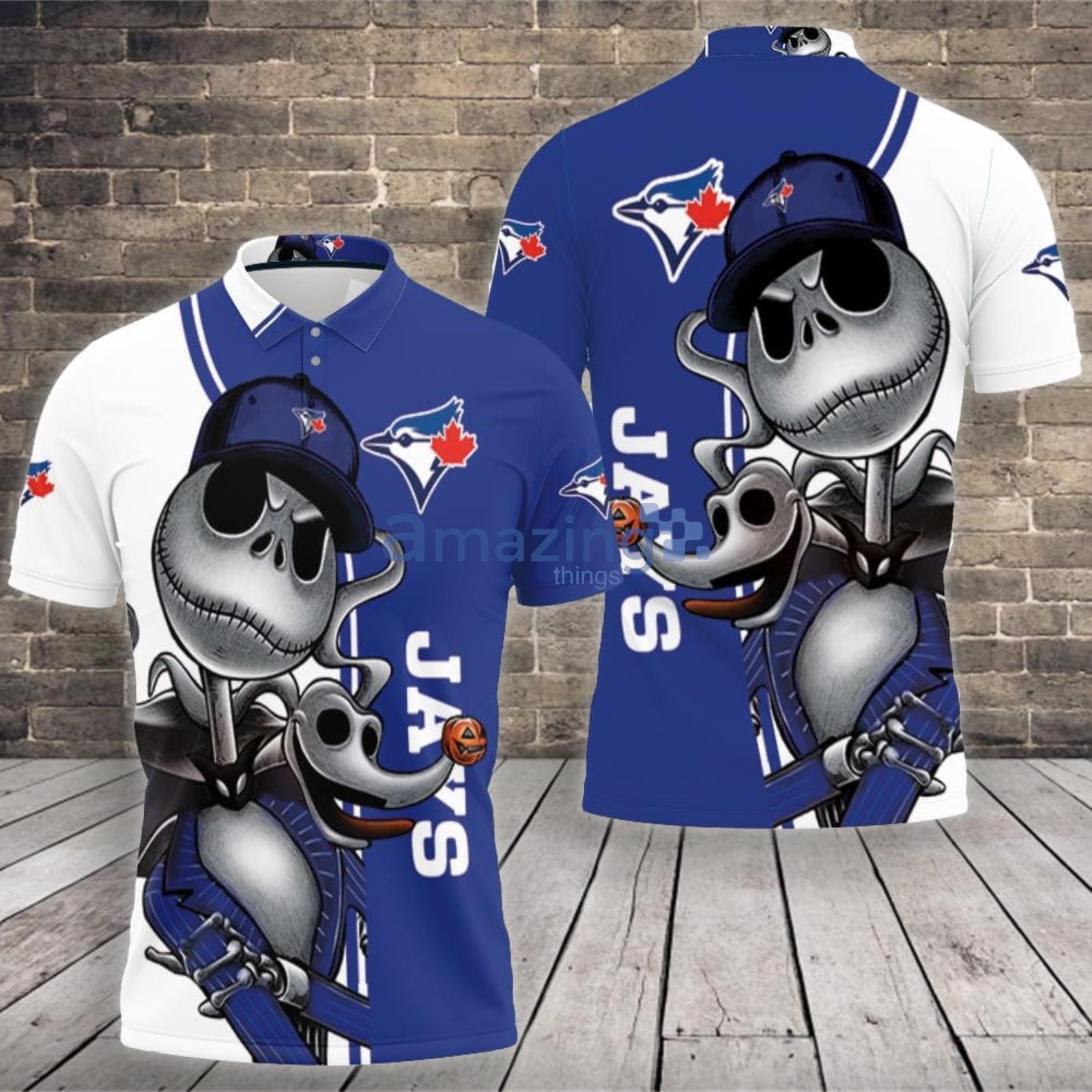 Toronto Blue Jays Jack Skellington And Zero Polo Shirt For Sport Fans