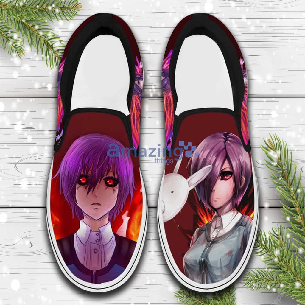 Touka Kirishima Custom Anime Tokyo Ghoul Slip On Sneakers Shoes - Touka Kirishima Custom Anime Tokyo Ghoul Slip On Sneakers Shoes