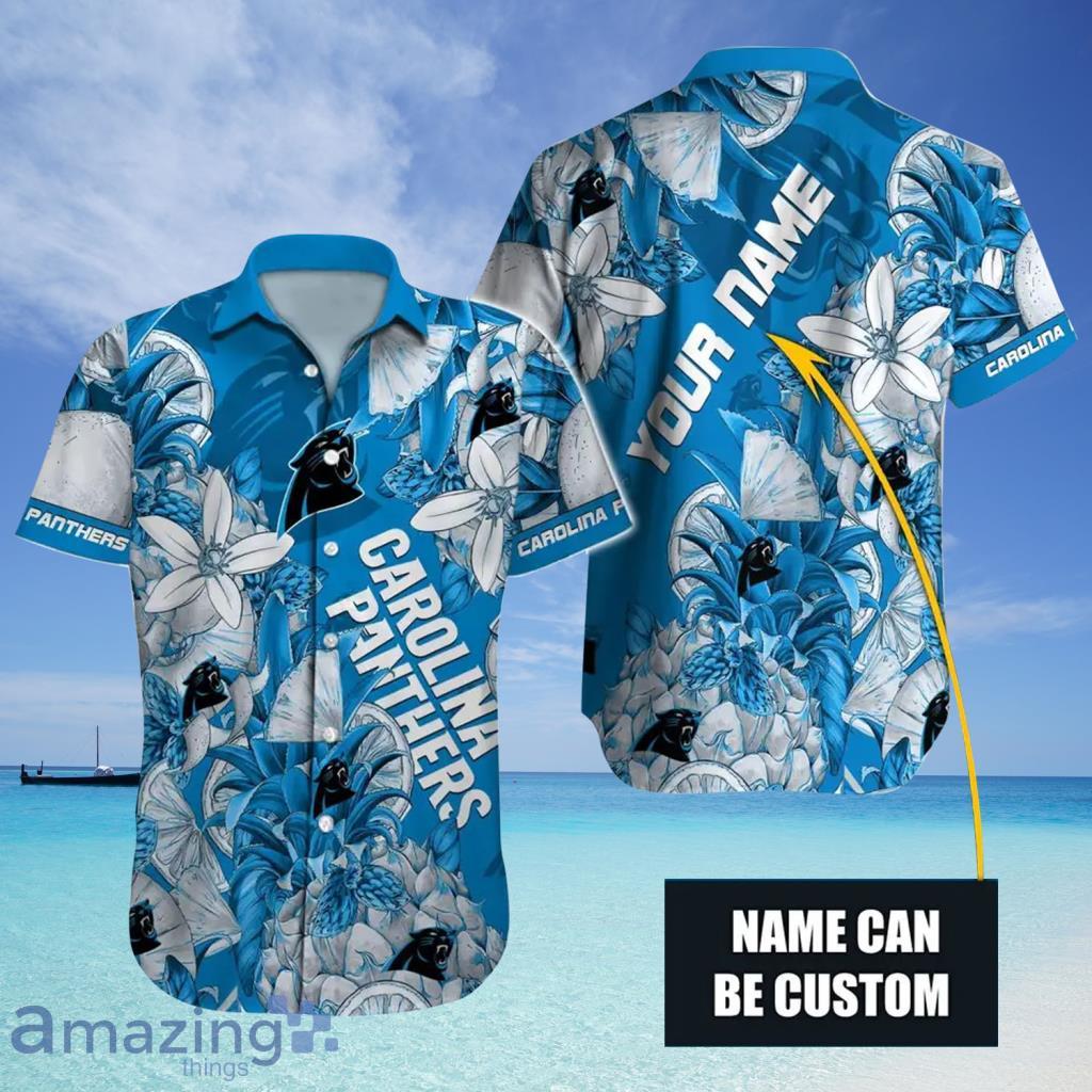 Carolina Panthers Short Sleeve Button Up Tropical Aloha Hawaiian