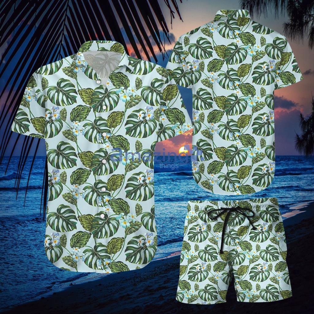 Tropical Flowers Monstera Leaf Hawaiian Shirt And Short - Tropical Flowers Monstera Leaf Hawaiian Shirt And Short