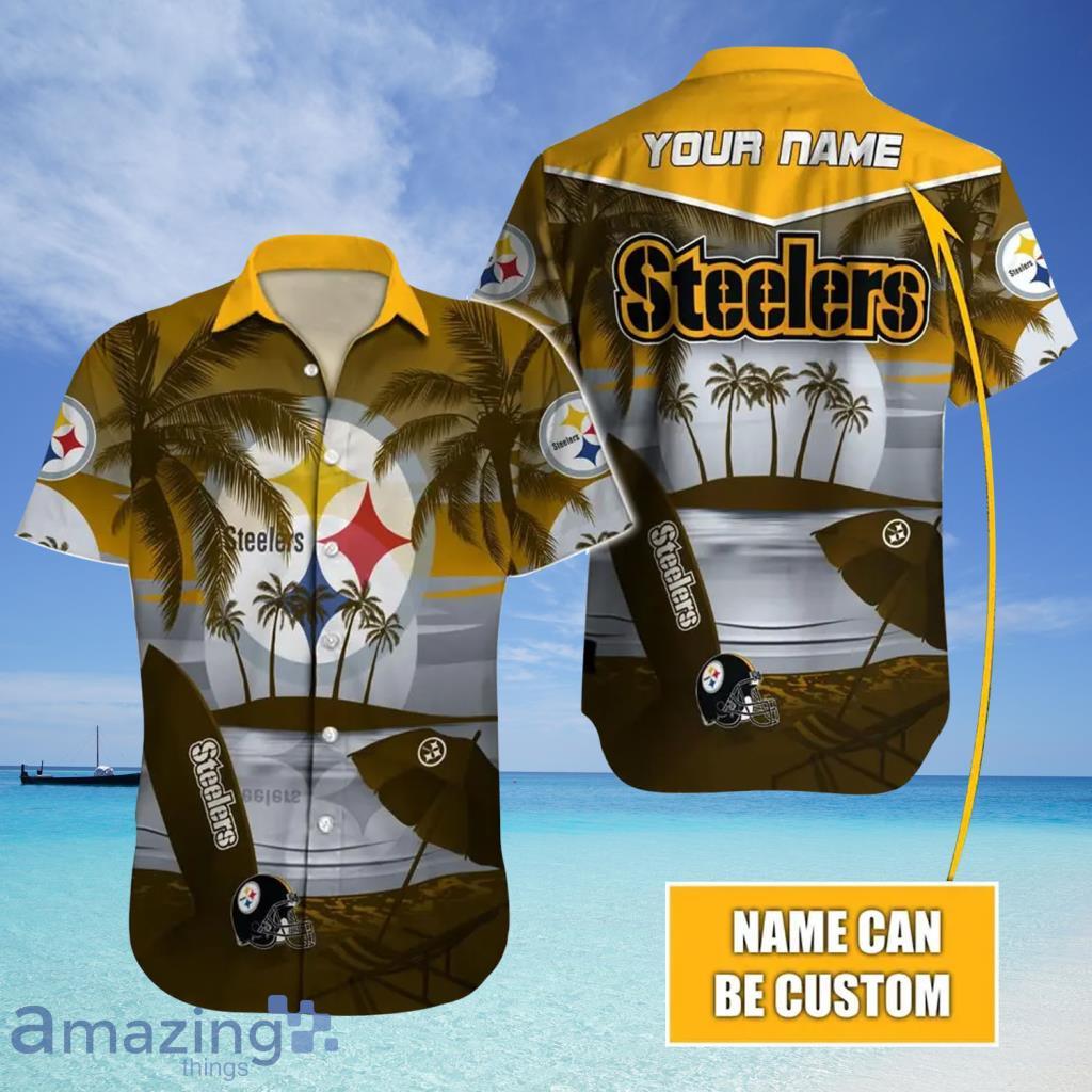 Tropical Plank Brown Pittsburgh Steelers NFL Custom Hawaiian Shirt For Fans - Tropical Plank Brown Pittsburgh Steelers NFL Custom Hawaiian Shirt For Fans