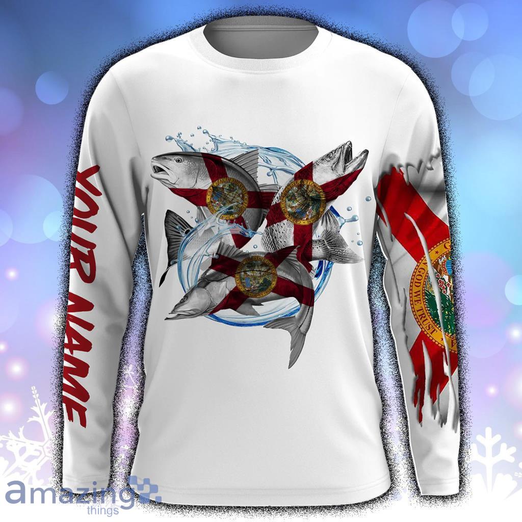 Trout Fishing Florida Flag patriotic Custom Name Longsleeve 3D For Men And Women - Trout Fishing Florida Flag patriotic Custom Name Longsleeve 3D For Men And Women