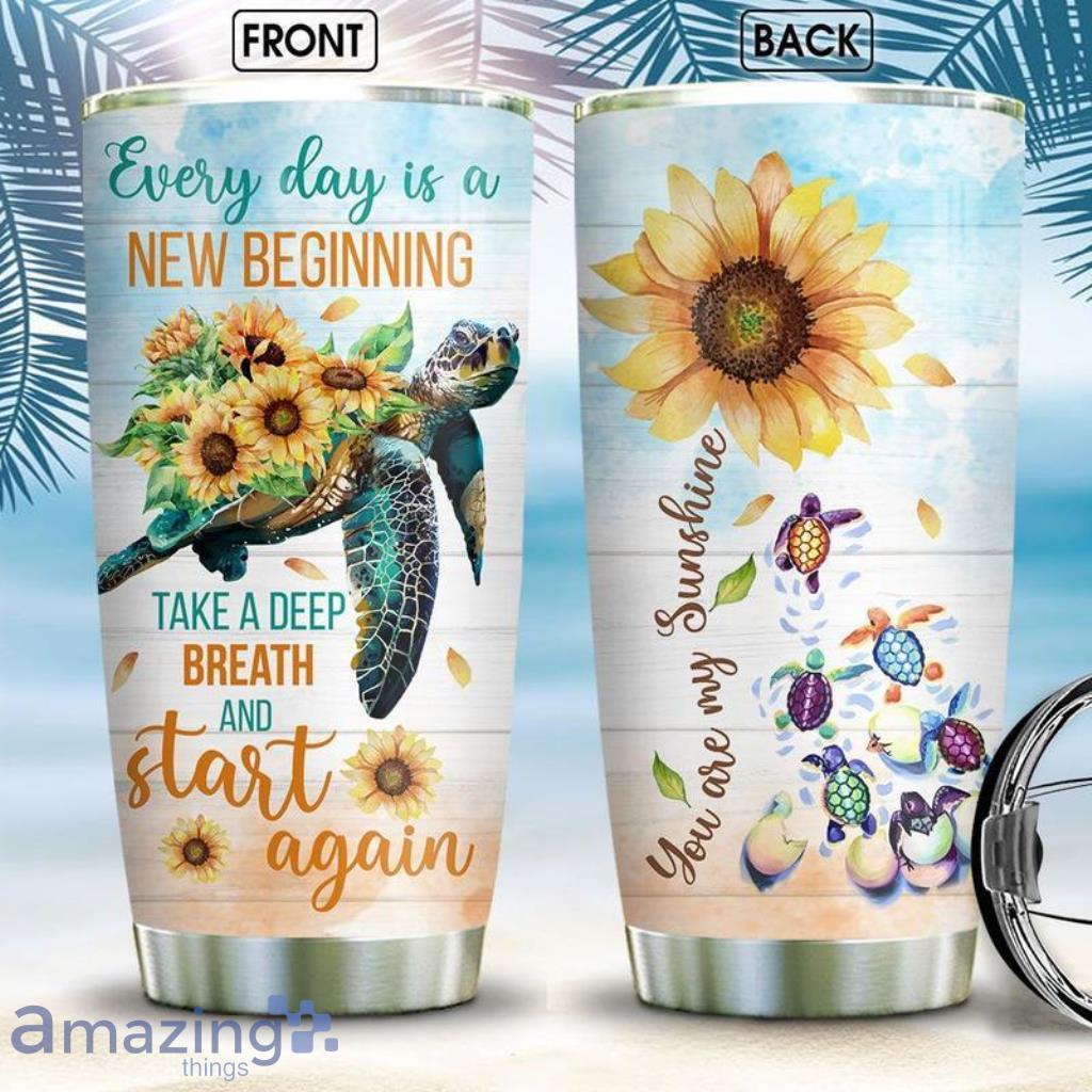 Turtle Sunflower Stainless Steel Tumbler - Turtle Sunflower Stainless Steel Tumbler