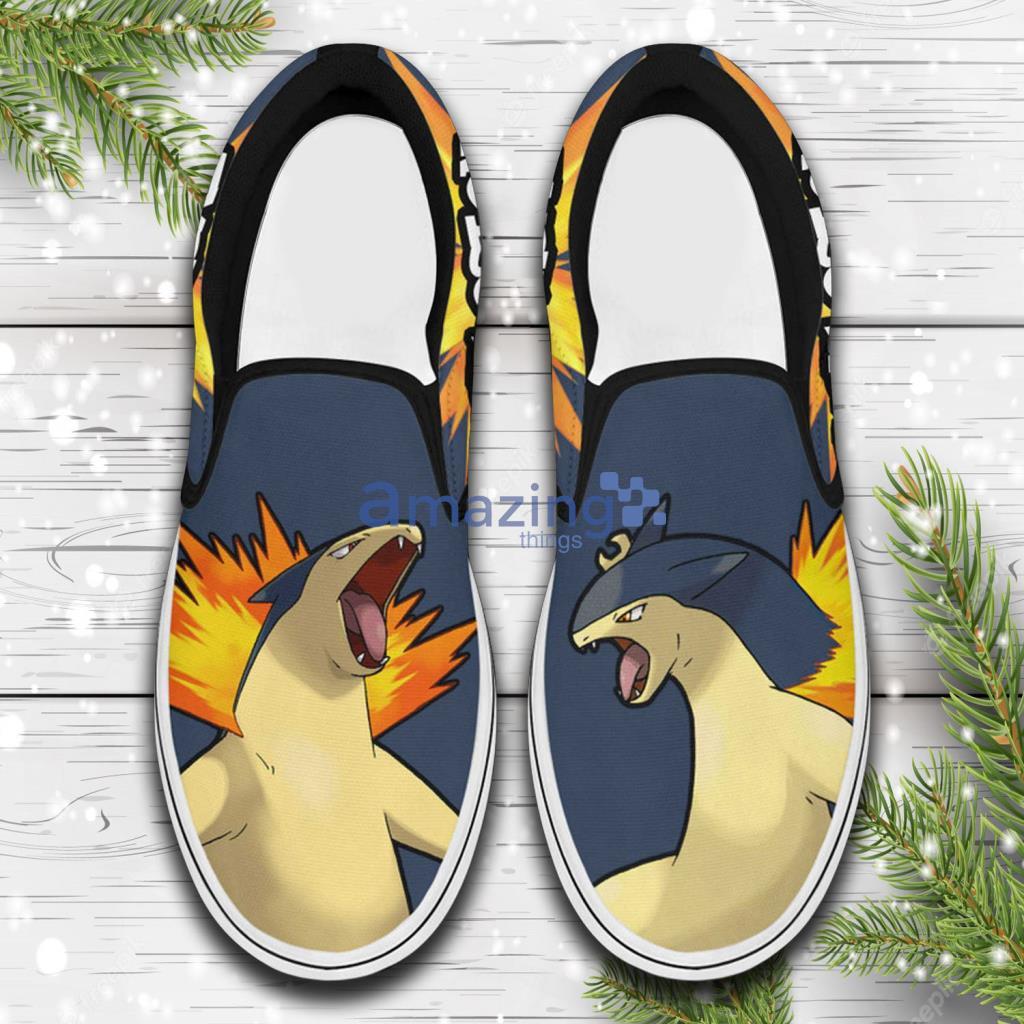 Typhlosion Pokemon Custom Anime Slip On Sneakers Shoes - Typhlosion Pokemon Custom Anime Slip On Sneakers Shoes