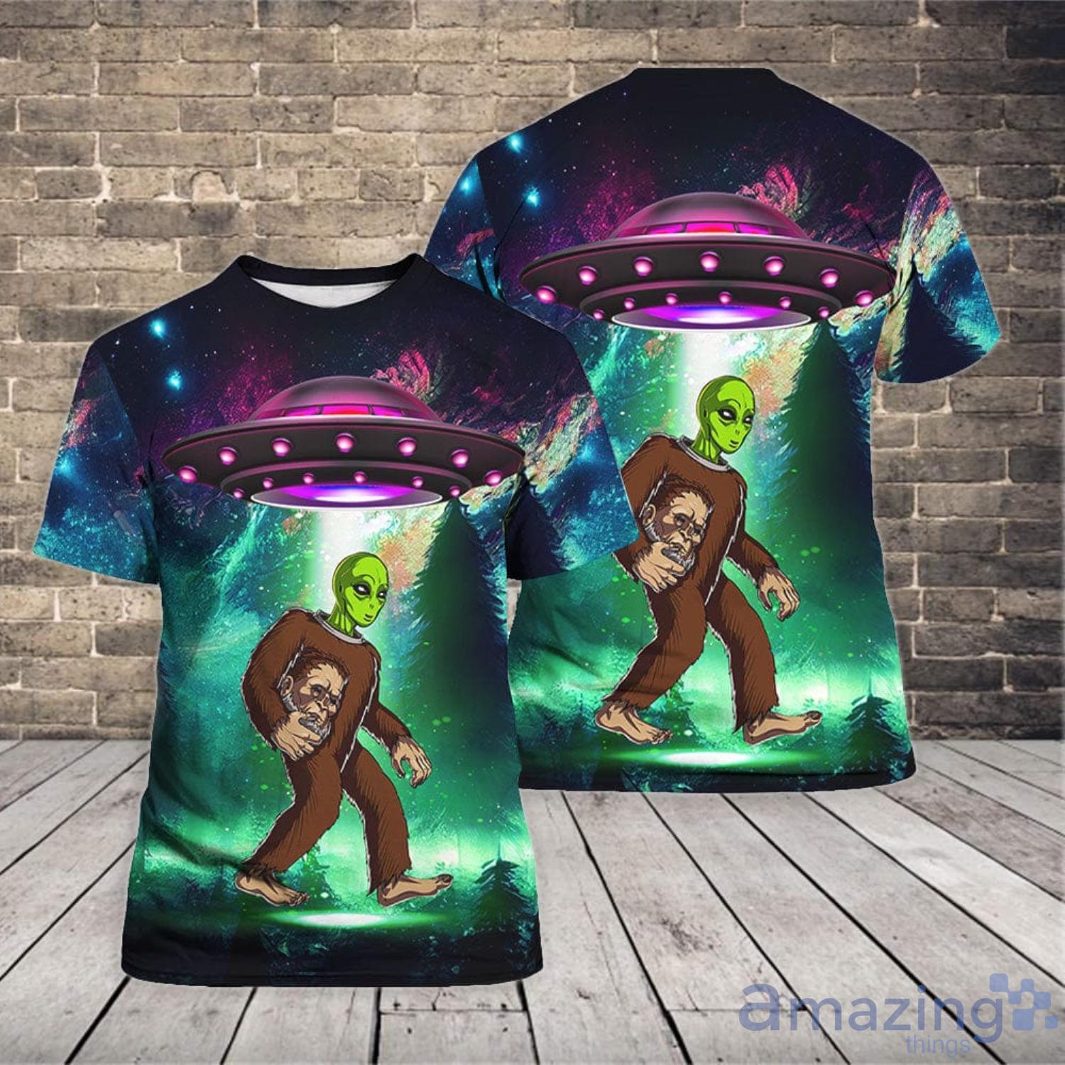 UFO BigFoot Alien Galaxy Get In Loser 3D T-Shirt Product Photo 1