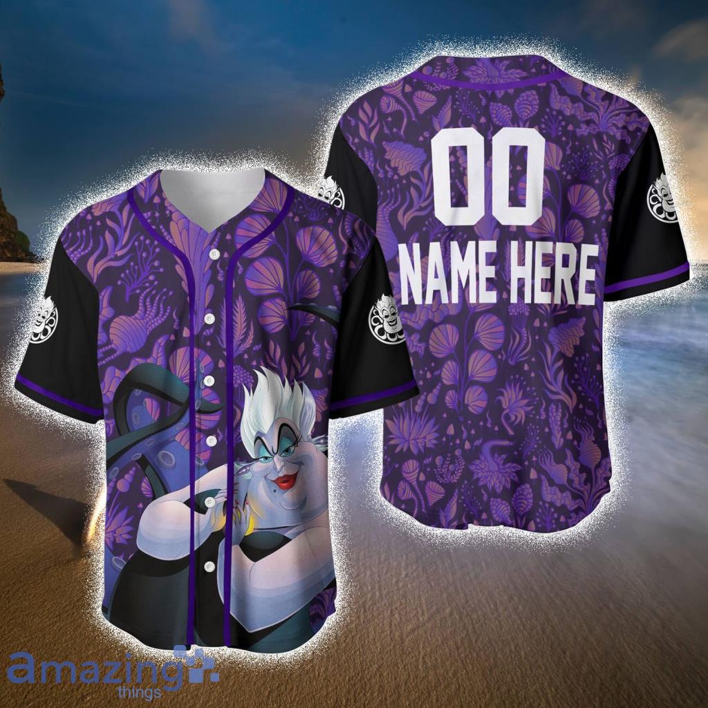 Personalized Ursula Pattern Dark Purple Black Baseball Jersey - T-shirts  Low Price