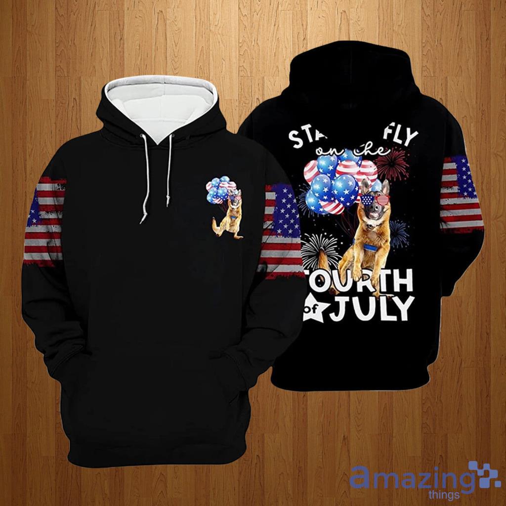 Us Independence Day German Shepherd Staying Fly On The 4th Of July Hoodie 3D All Over Print - Us Independence Day German Shepherd Staying Fly On The 4th Of July Hoodie 3D All Over Print
