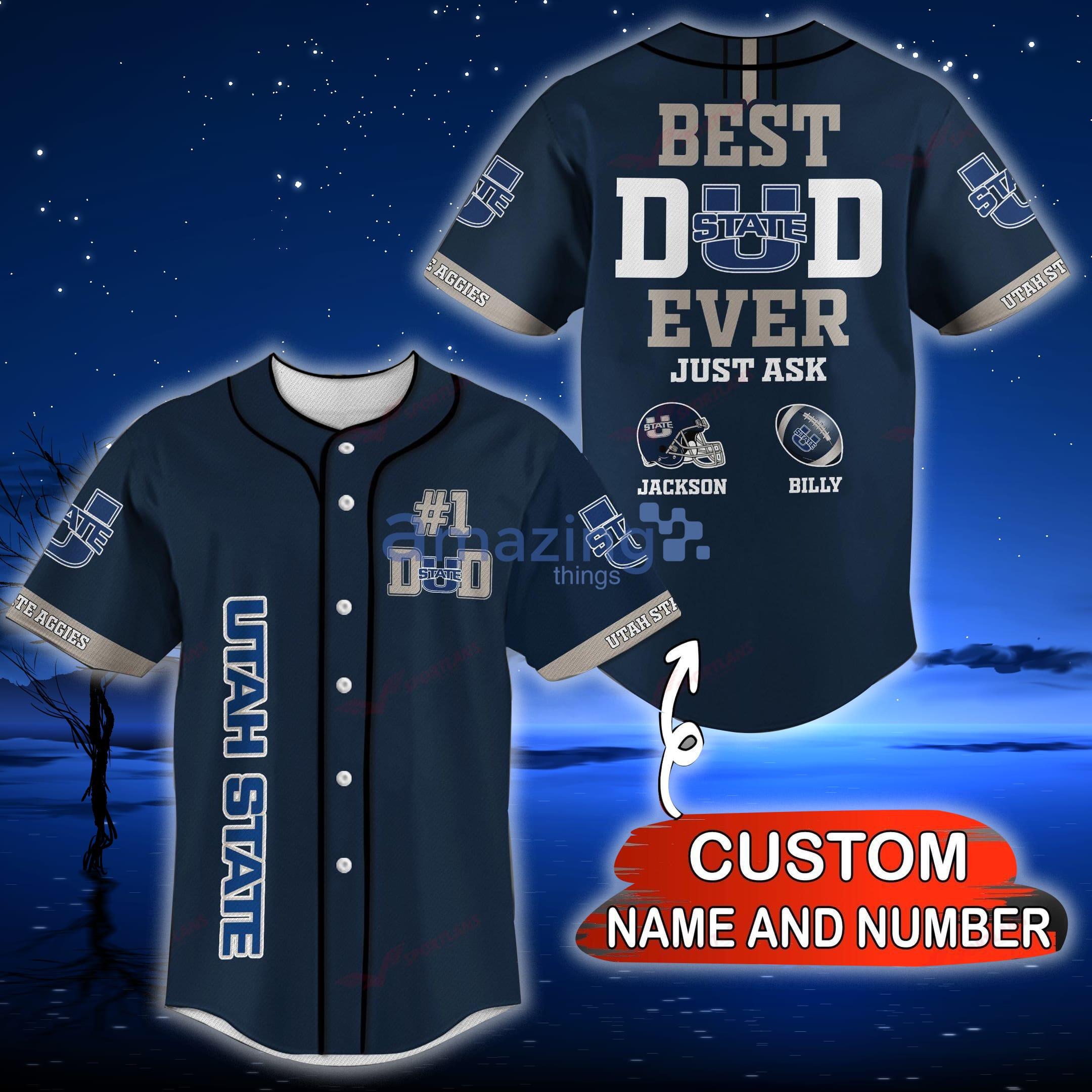 Utah State Aggies NCAA Custom Name And Number Best Dad Ever Baseball Jersey Shirt - Utah State Aggies NCAA Personalized Baseball Jersey DTBB159089