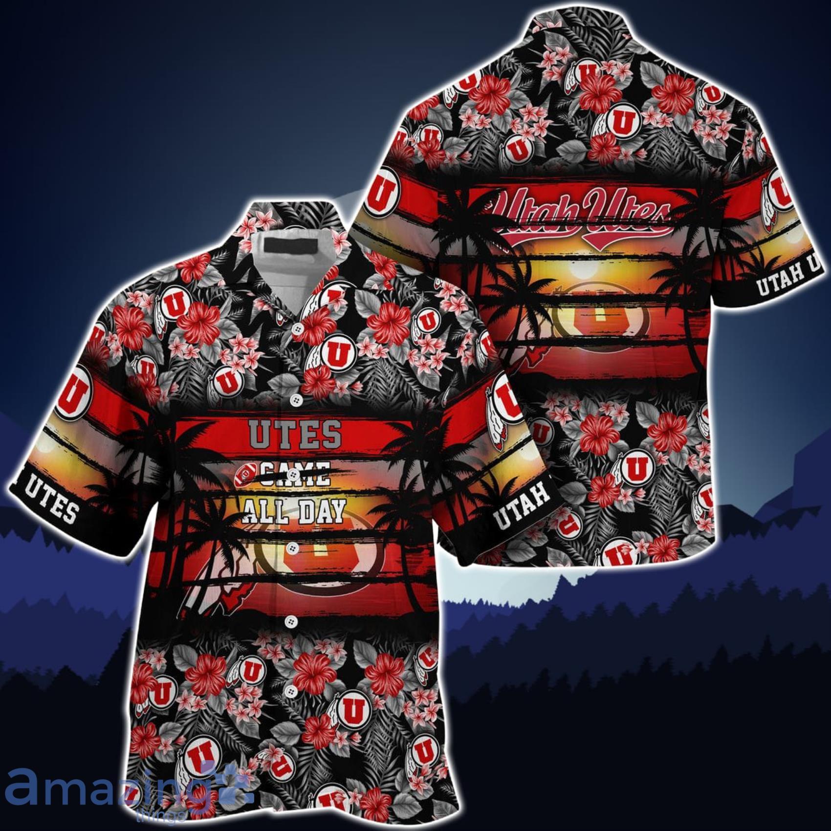 Utah Utes Came All Day Flower Hawaiian Shirt Product Photo 1