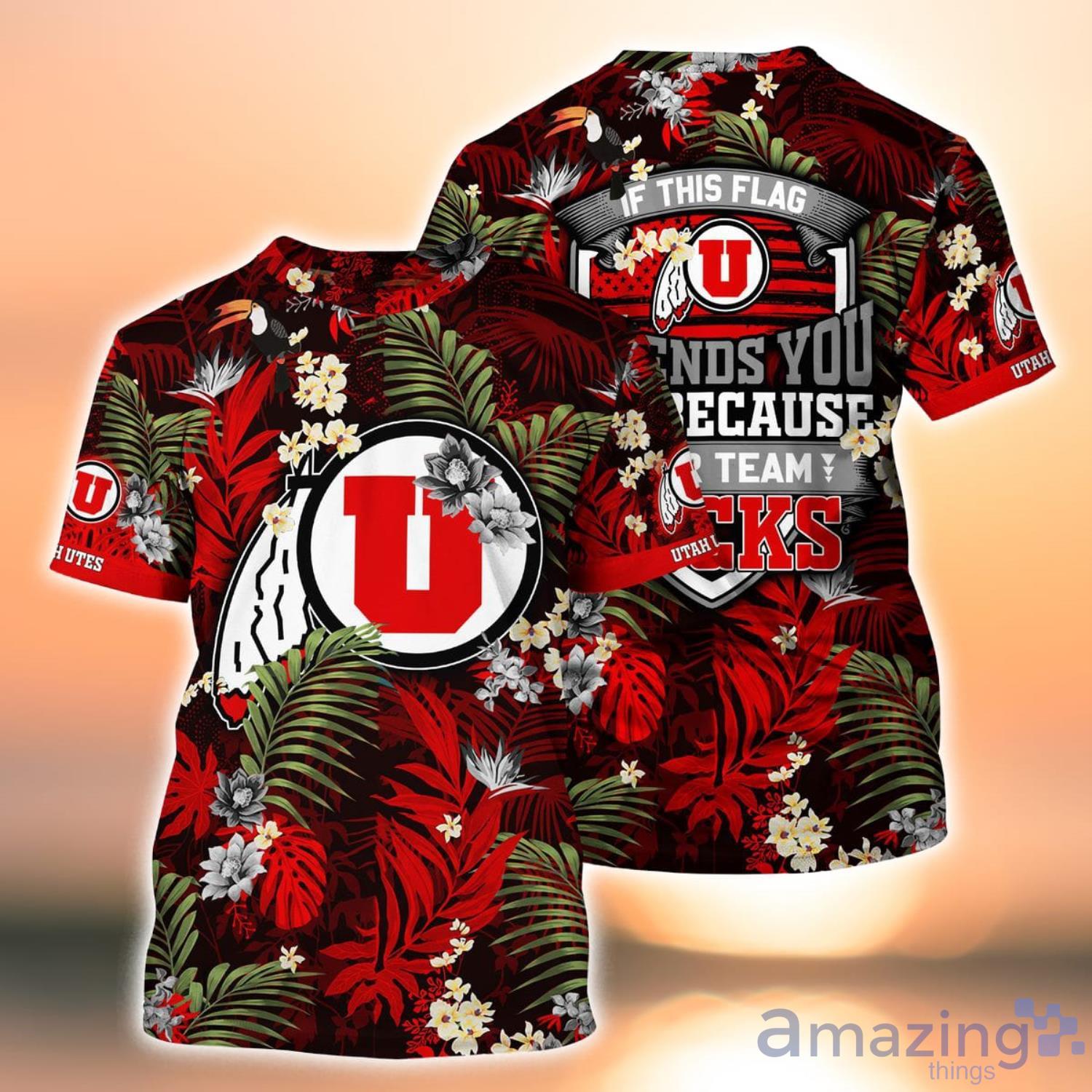  Utah Utes Summer Hawaiian 3D T-Shirt Product Photo 1