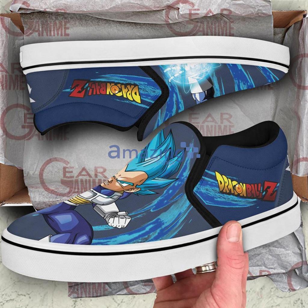 Vegeta Blue Dragon Ball Custom Anime Slip On Sneakers Shoes - Vegeta Blue Dragon Ball Custom Anime Slip On Sneakers Shoes