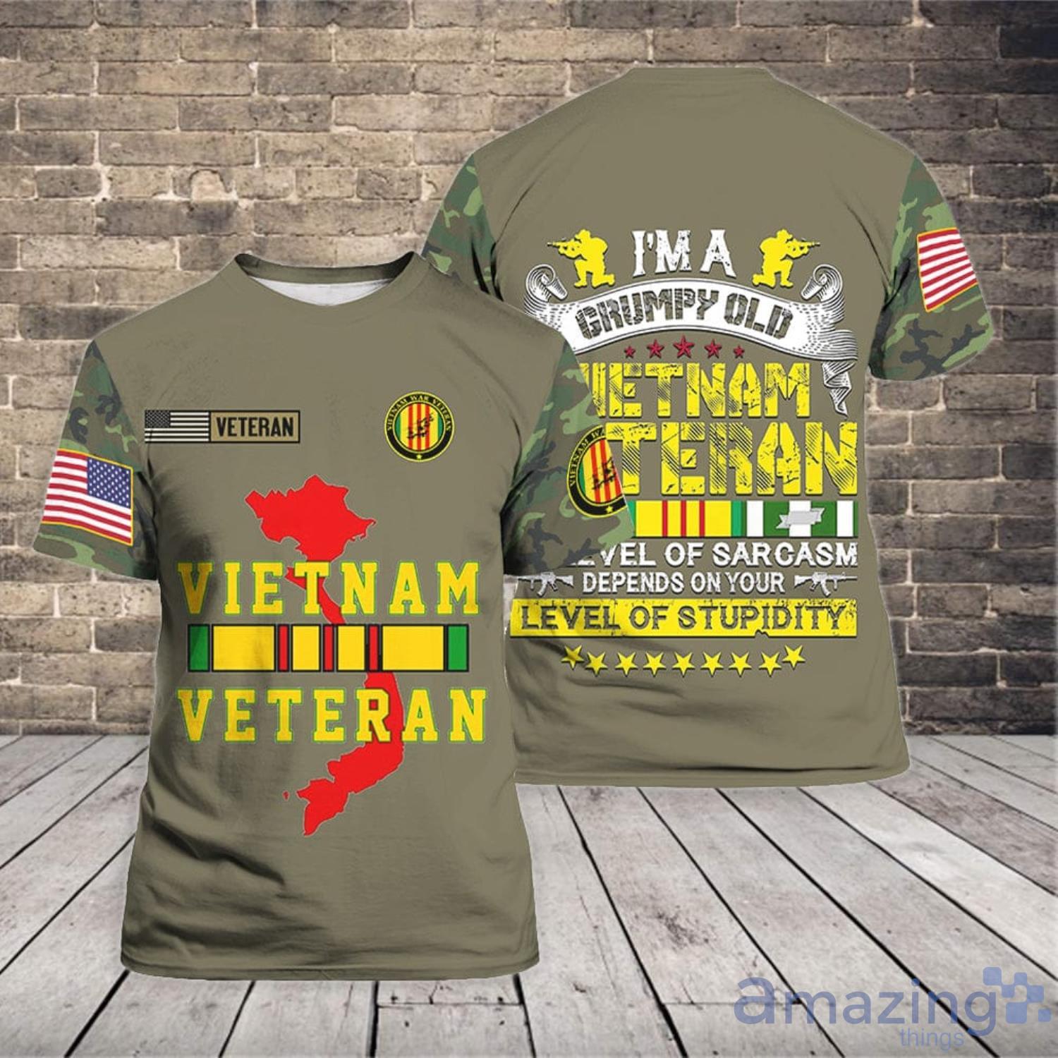 Vietnam Veteran I'm A Grumpy Old 3D T Shirt image Vietnam Veteran I'm A Grumpy Old 3D T-Shirt Product Photo 1