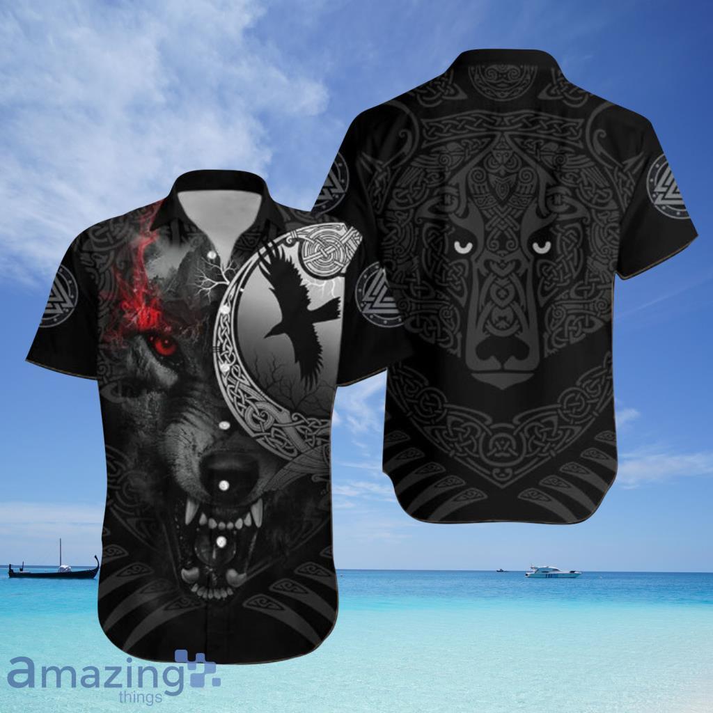 Viking Angry Moon Wolf Hawaiian Shirt For Men And Women - Viking Angry Moon Wolf Hawaiian Shirt For Men And Women