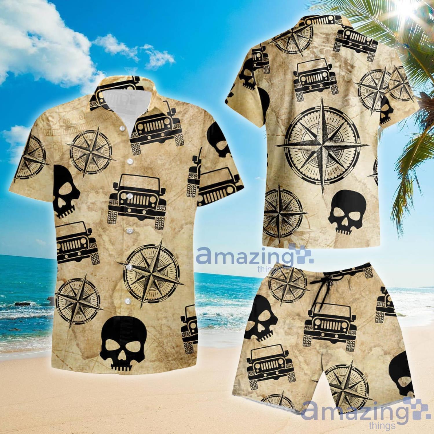 Vintage Jeep Skull Hawaii Gift For Summer Hawaiian Shirt And Shorts image Vintage Jeep Skull Hawaii Gift For Summer Hawaiian Shirt And Shorts Product Photo 2