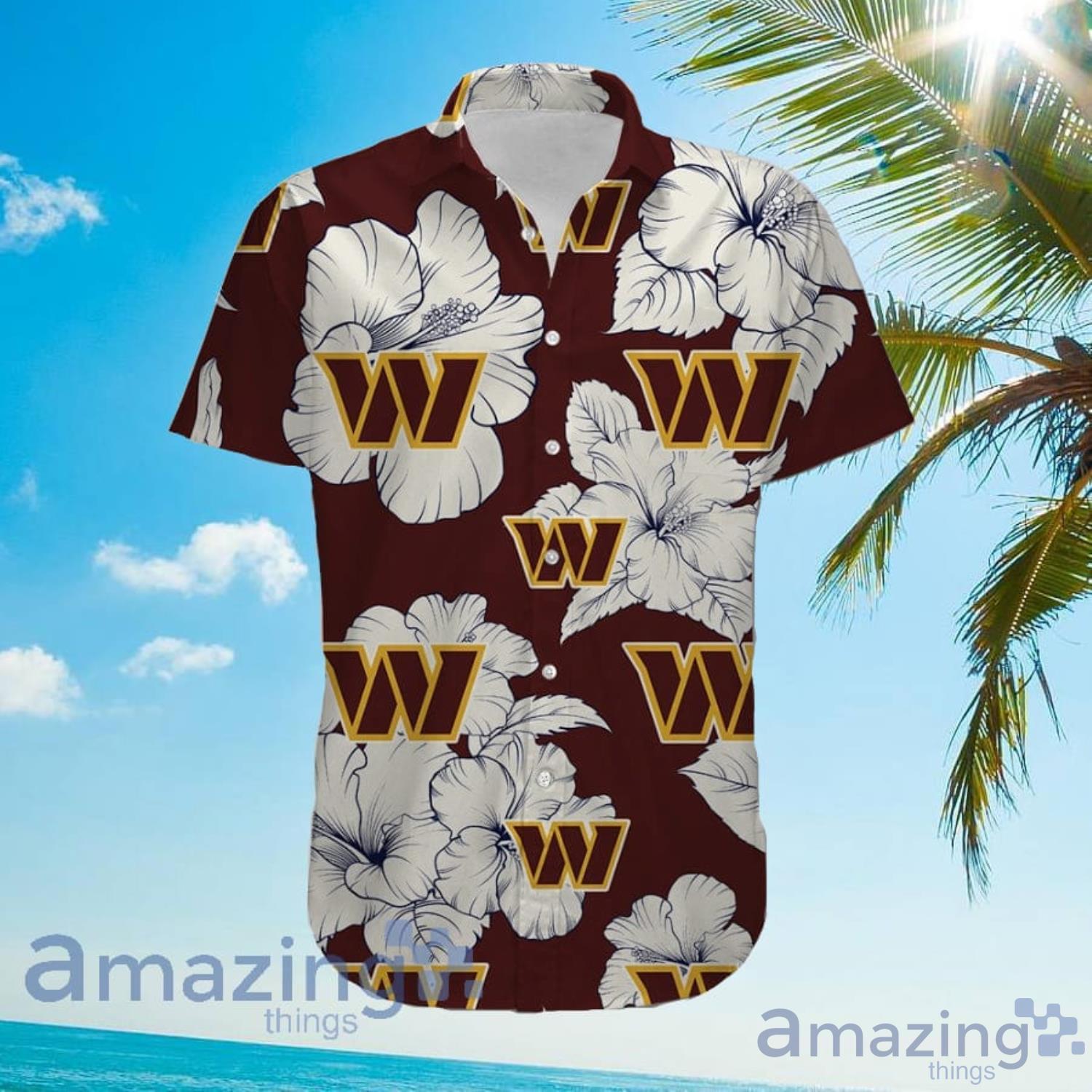 NFL Washington Commanders Hawaiian Shirt Red White Flower Tropical