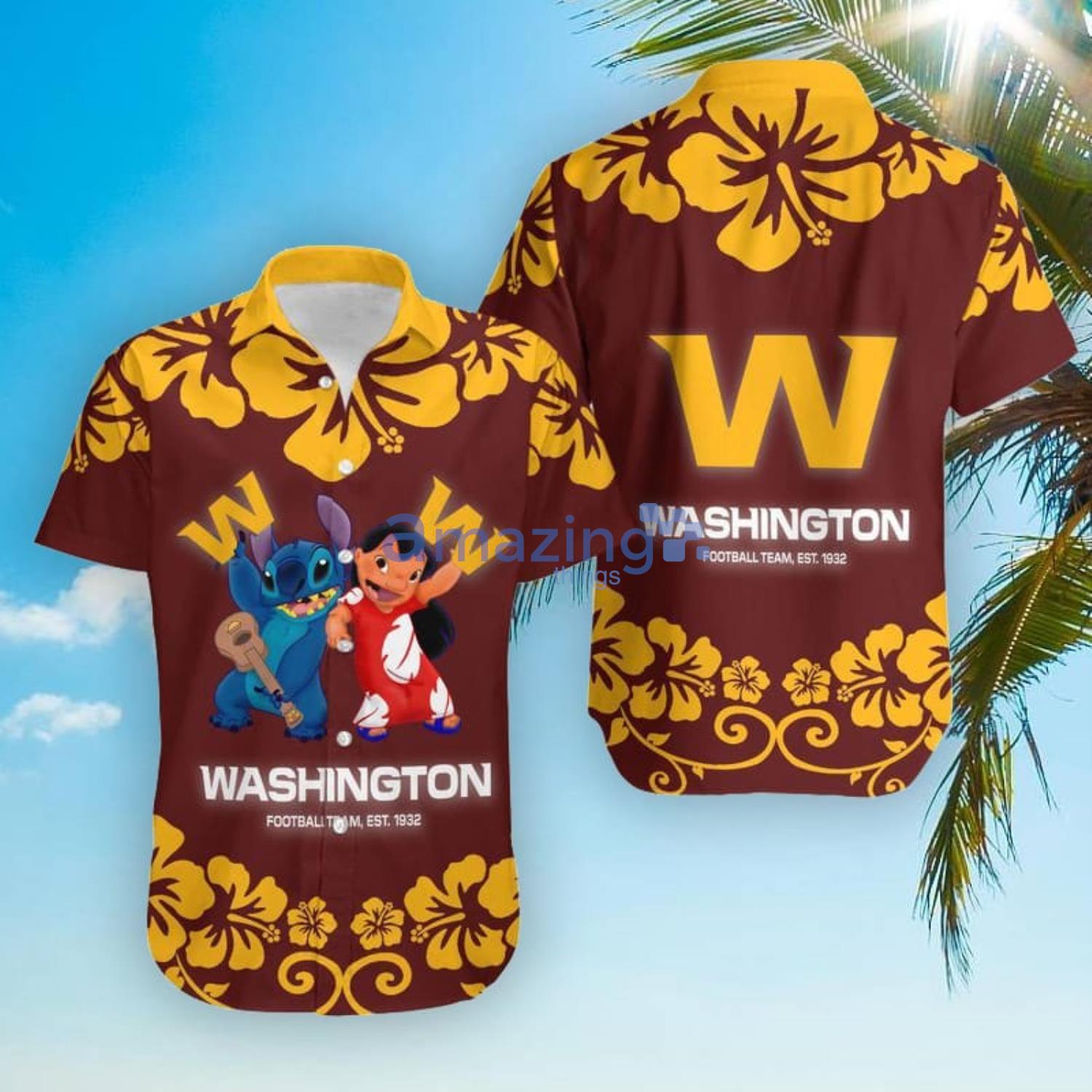 Washington Football Team Lilo And Stitch Hawaiian Shirt And Shorts