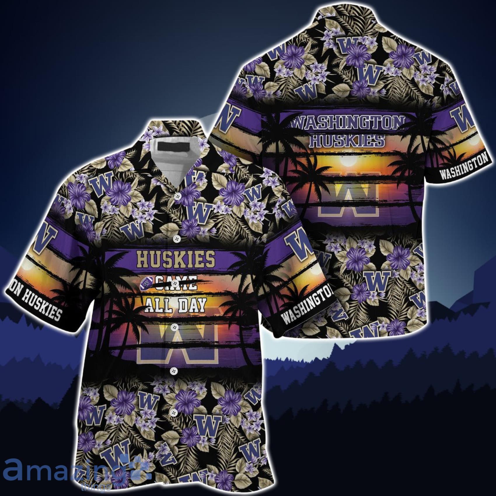 Washington Huskies Came All Day Flower Hawaiian Shirt Product Photo 1